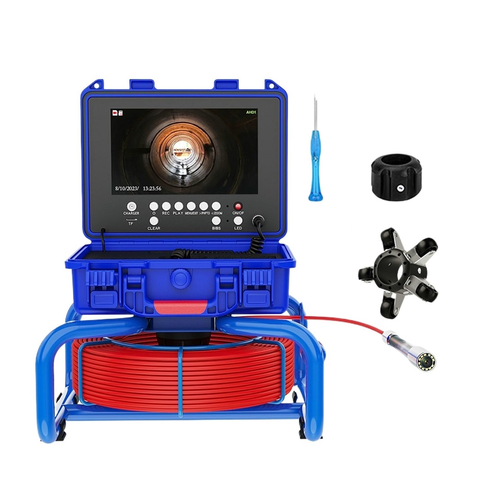 YNIYUJKL Drain Inspection Camera 9'' Sewer Endoscope Camera With 512Hz Locator Meter Counter Self-Leveling Dvr Ahd 1080P Pipe Inspection 23Mm Camera 4500Mah