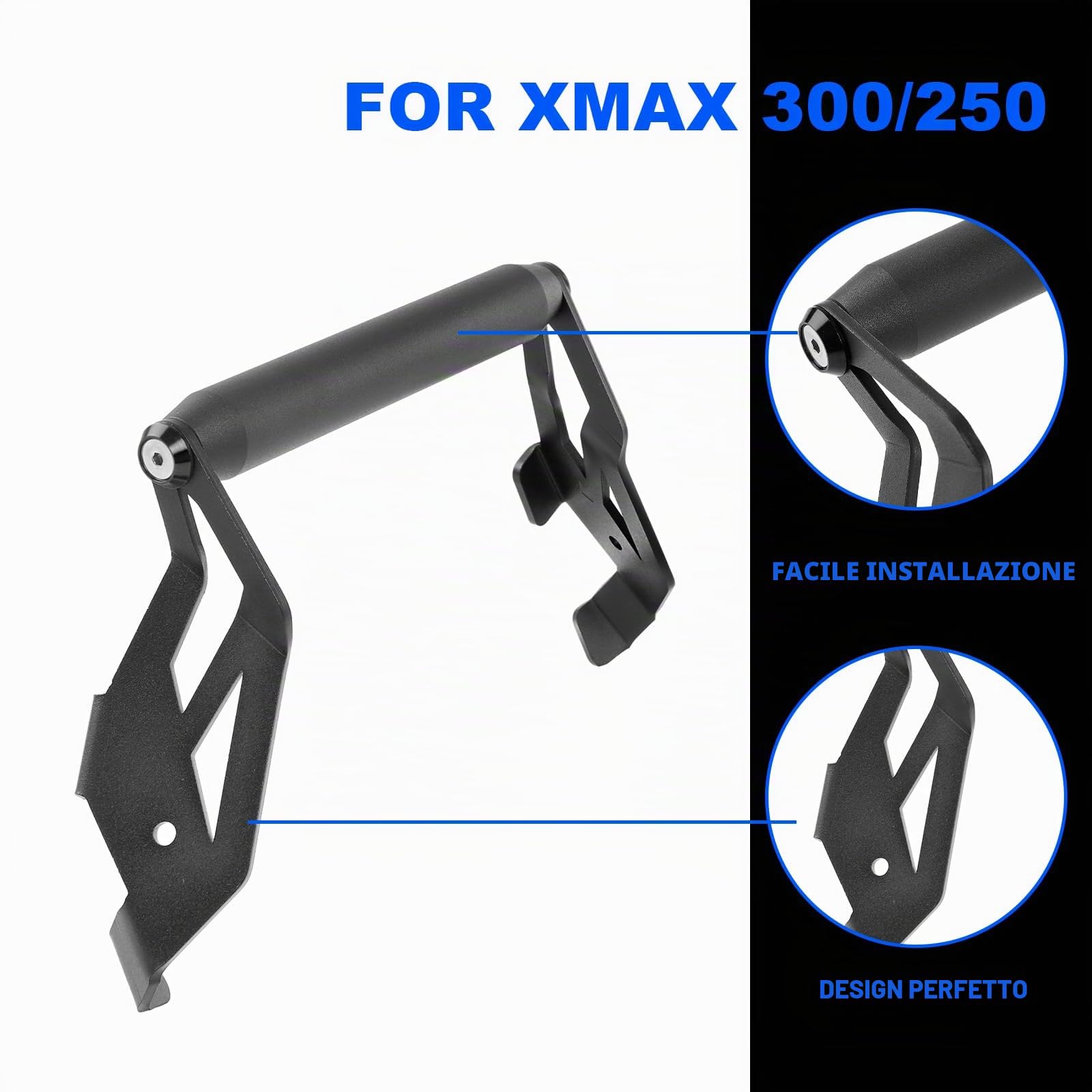 Staffa di supporto per navigatore GPS per moto, 22 mm, per Yamaha XMAX300 XMAX250 Xmax 300/250 Tech Max 2025 2026, accessori per manubrio di navigazione, estensore (nero)