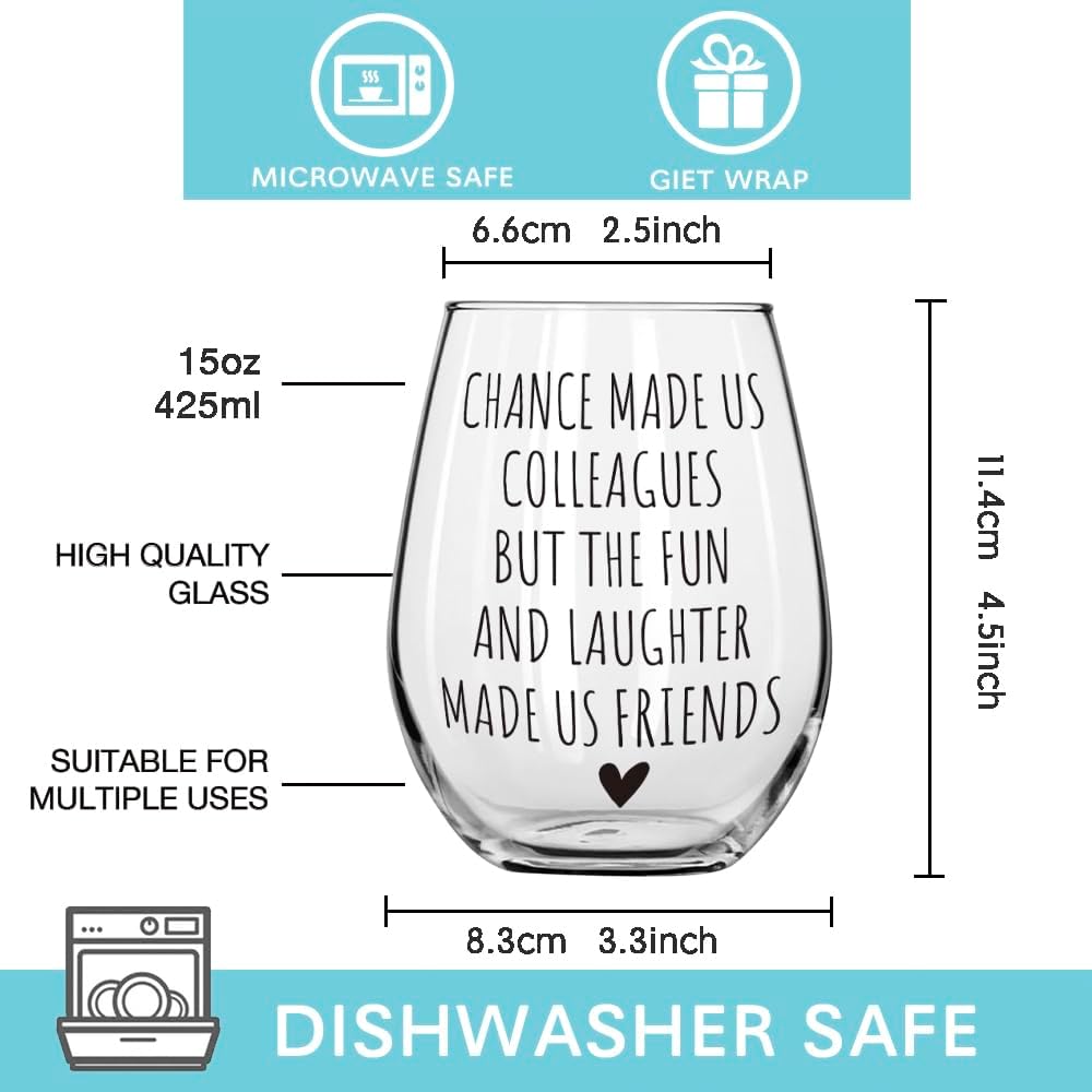 Chance Made Us Colleagues Stemless Wine Glass, Inspirational Birthday Christmas Gifts for Coworker Female Friends Women Workmates BFF, Farewell Gifts Coworker Leaving Gifts - Image 3