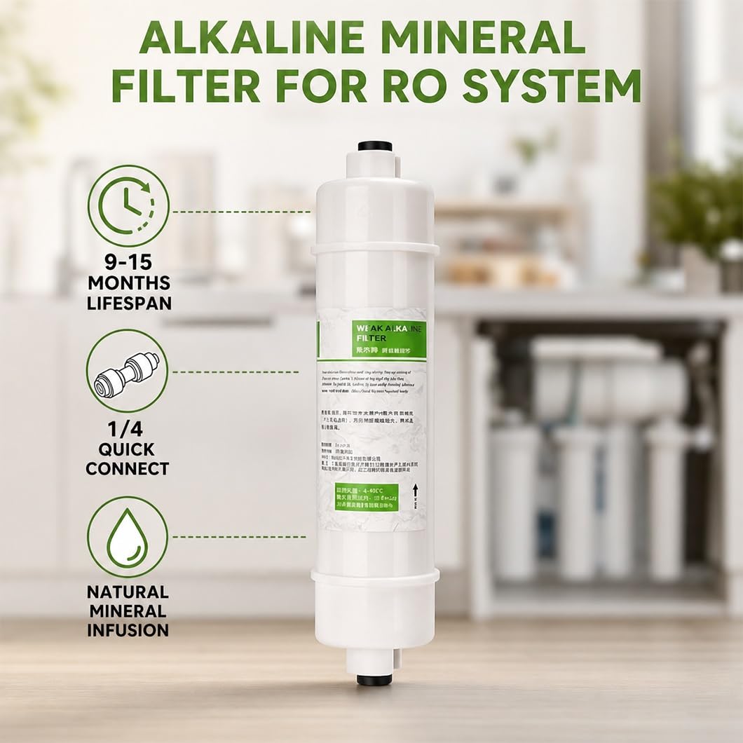 Opakowanie 3 Wkładów Wymiennych Do Filtra Wody Alkalicznej O Średnicy 10 Cali, Filtr Mineralny Przeznaczony Do Systemów Filtracji Wody, Z Szybkozłączką 1/4 Cala