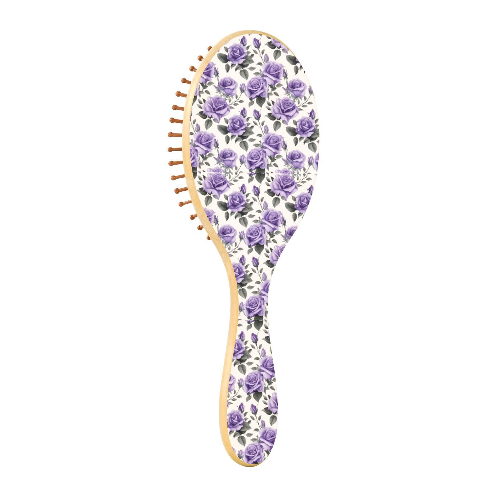 Hair Brush Soft Bristles-Detangling Hairbrush Glides Through Tangles Purple Rose for All Hair Types Women & Men
