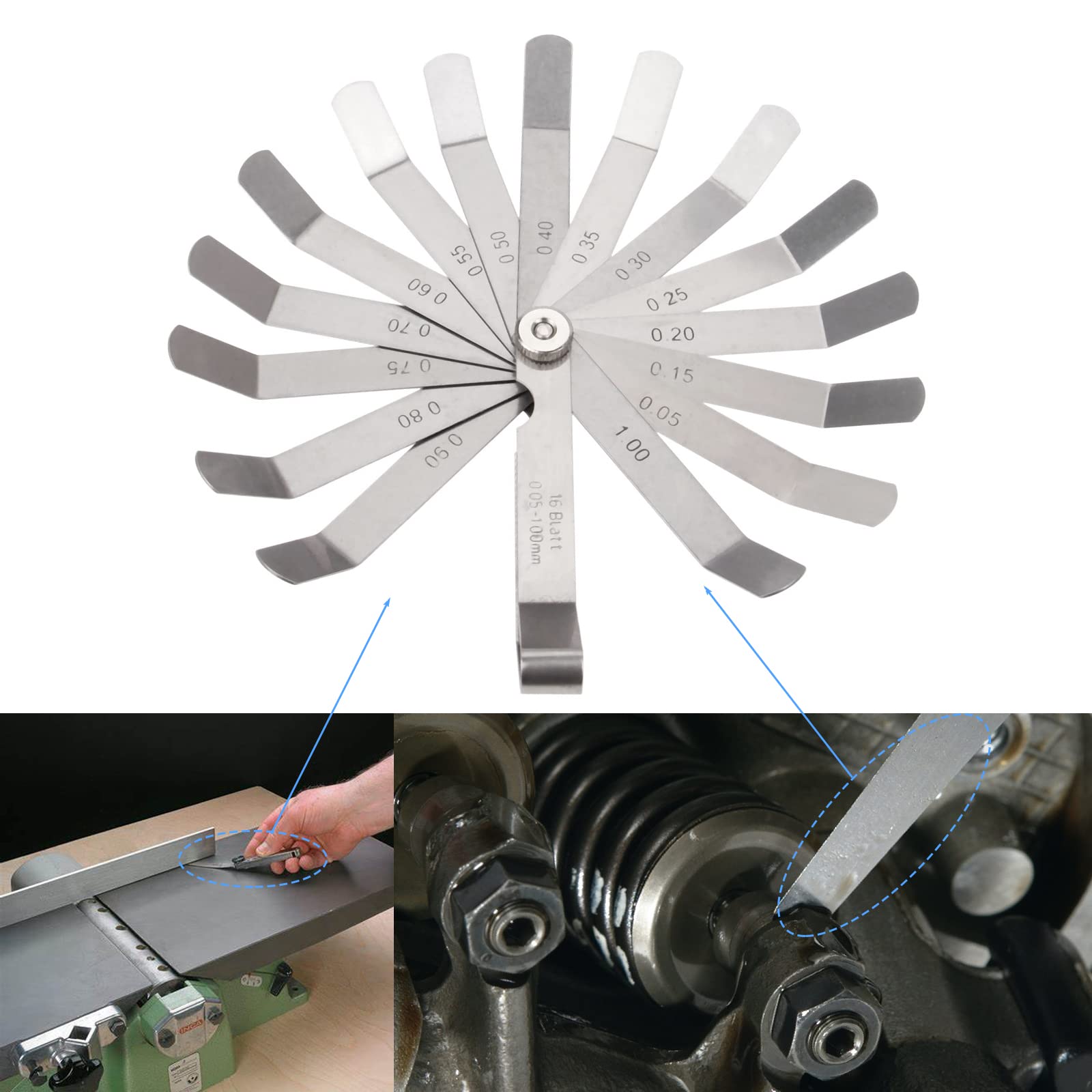 Set Spessimetro 16 Lame - Misurazione Metricà E Imperiale, Acciaio Al Carbonio, Per Meccanica (0.05-1.0mm) - Foto 5
