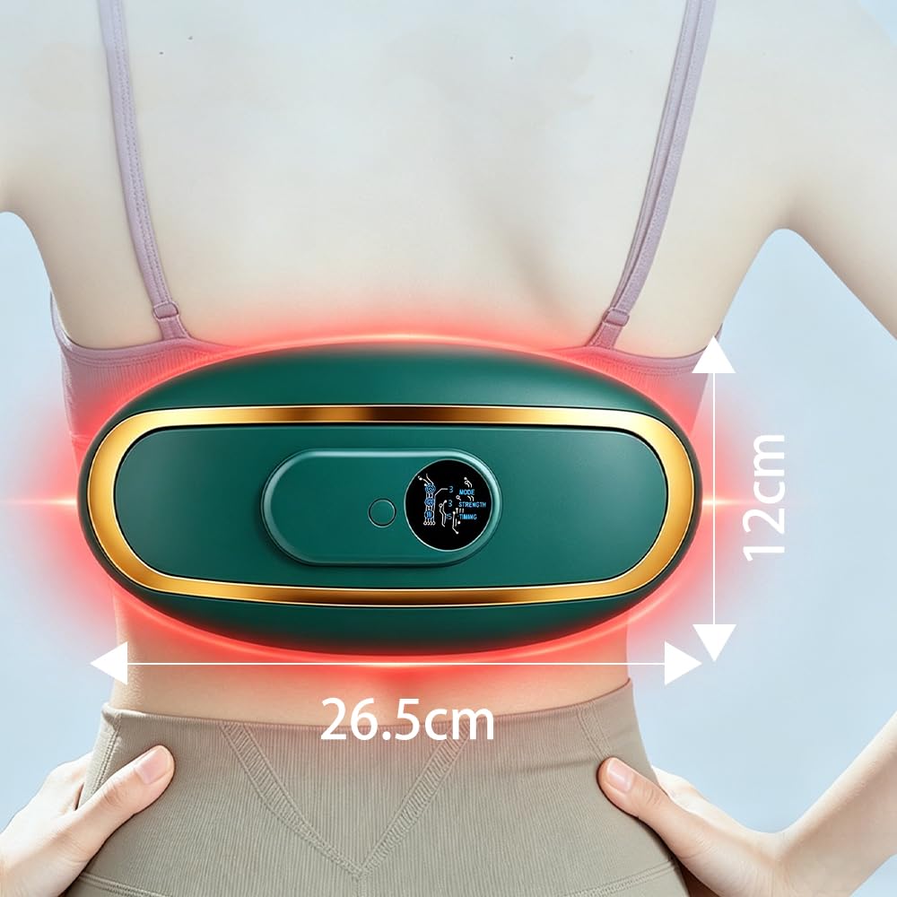 Elektrisches Bauchmassagegerät, Massage Schlankheitsgürtel, Mit Wärme- und Vibrationsfunktion zur Linderung von Verspannungen, geeignet für Bauch, Lendenwirbelsäule und Rücken (Grün)