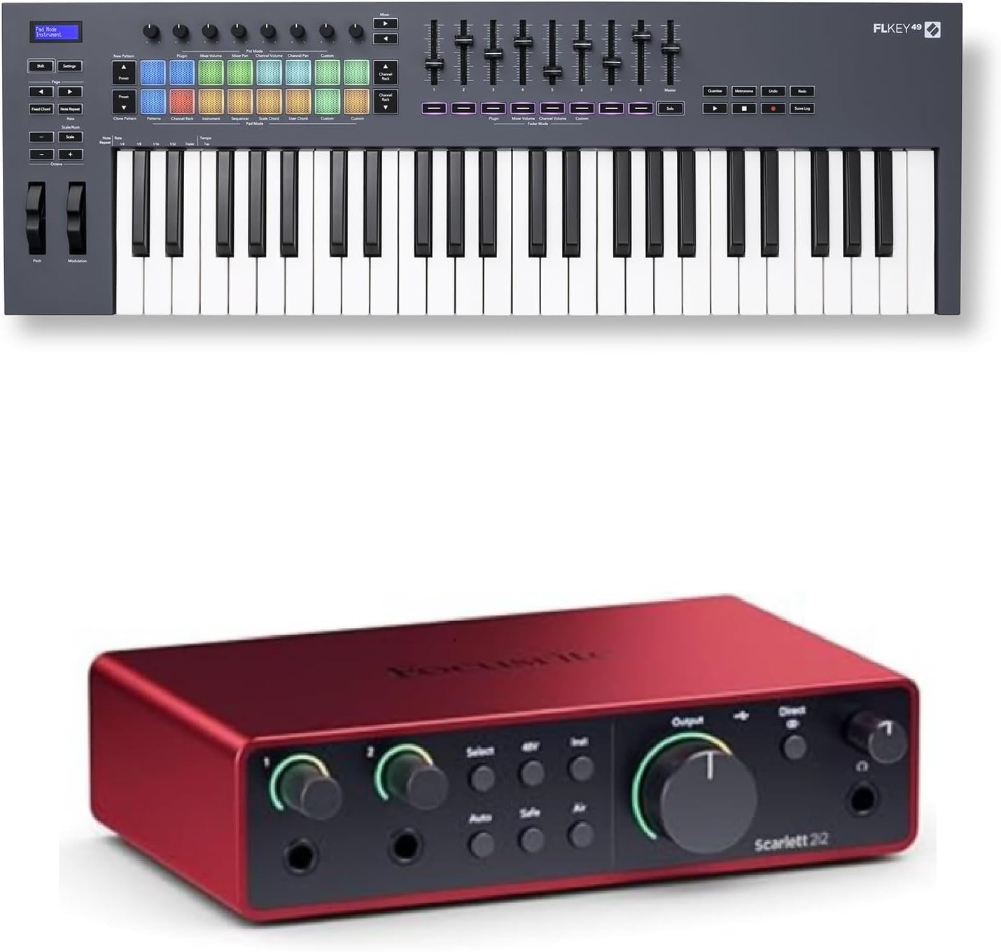 FLkey 49 MIDI Keyboard Controller + Focusrite Scarlett 2i2 4th Gen USB Audio Interface