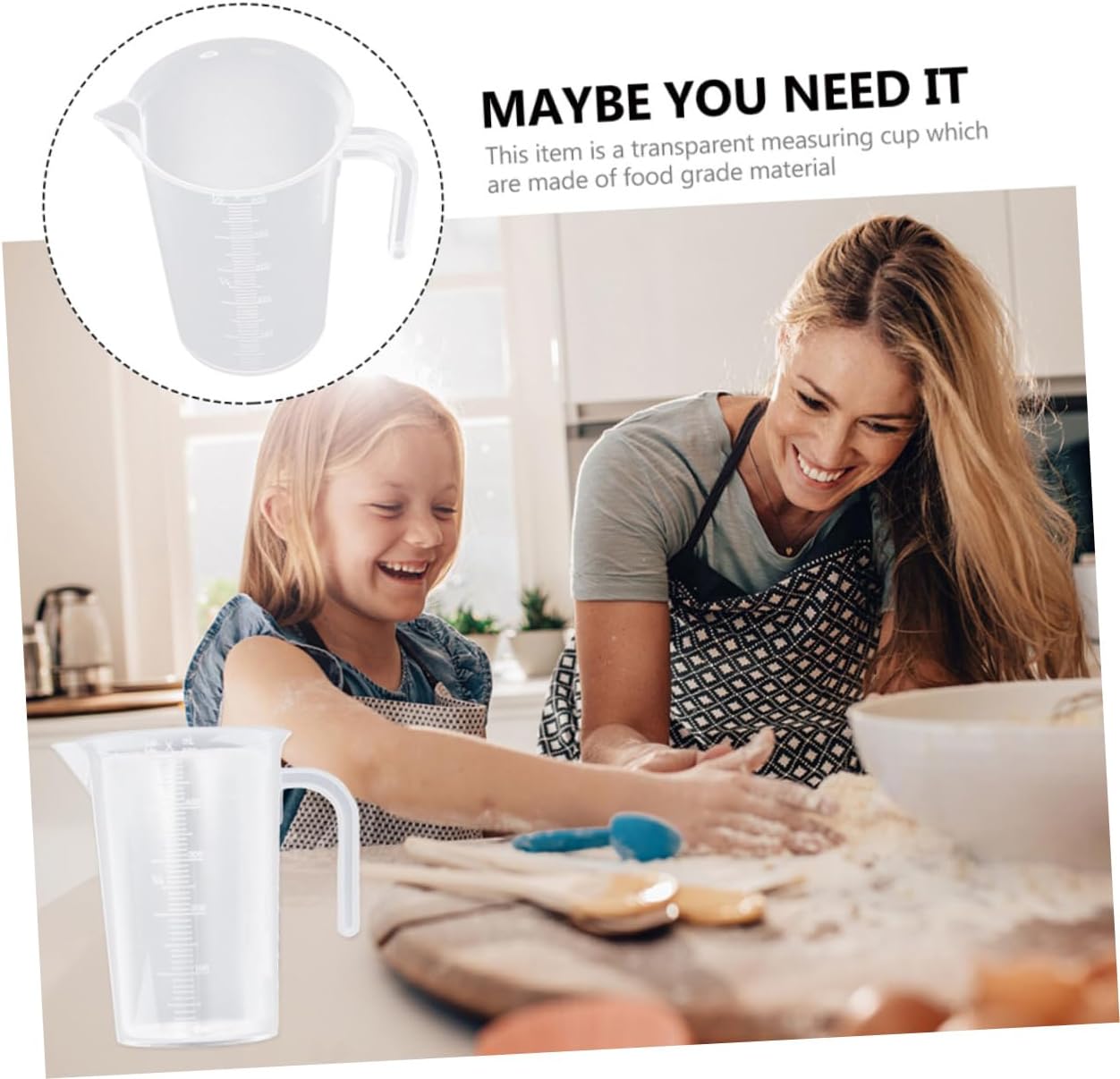 5pcs Plastic Measuring Cups Graduated Embossed Baking Jugs for Kitchen Tools