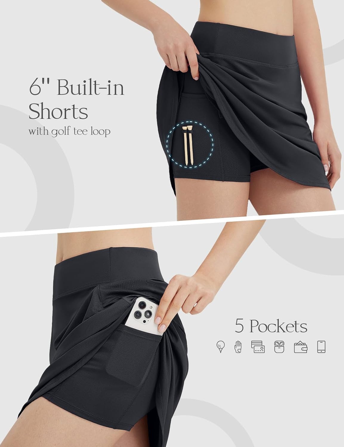 baleaf Skorts for Woman 20" Knee Length Golf Tennis Skirt High Waisted Long Athletic Casual Pockets UPF 50+ - Image 5