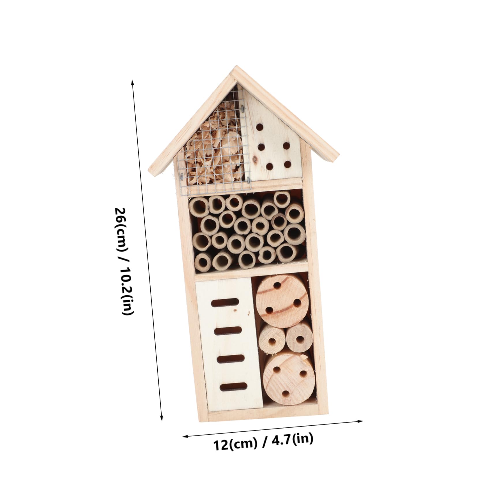 VANZACK Casa de Madera para Insectos Casa Colgante de Abejas para Jardín Patio o Habitación Decoración Natural para Atraer Abejas y Otros Insectos