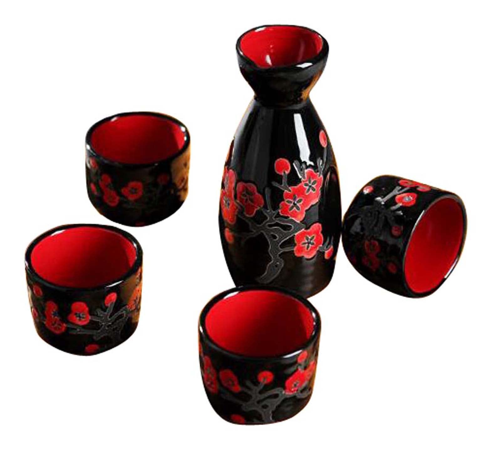 ZEALMAX Set di 5 classici set di vino in ceramica per vino, eleganti tazze per uso domestico per ristorante