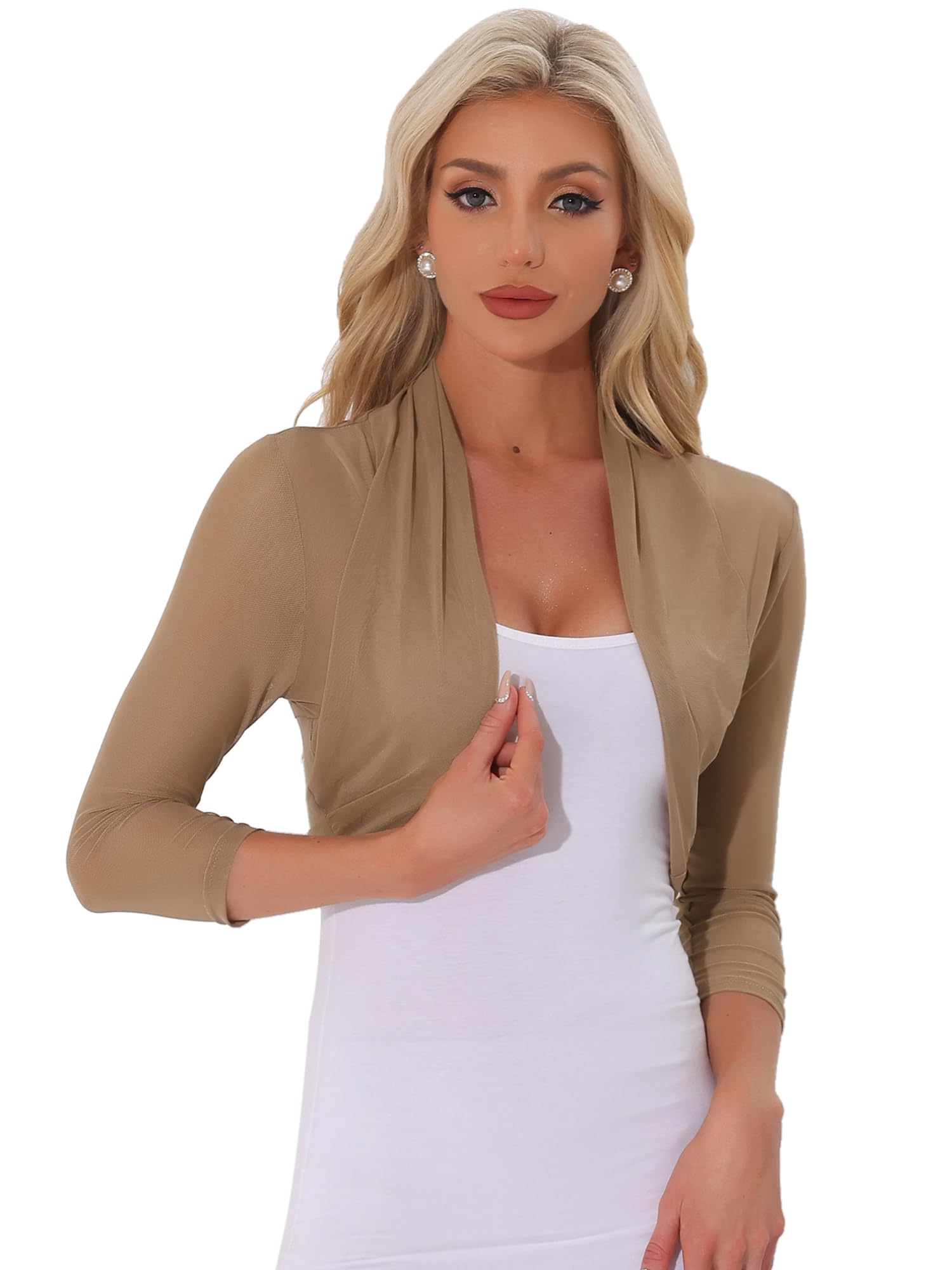 Allegra K Mesh Shrug Belero Cárdigan Tipo Bolero Recortado Mujer (Pack de 1)