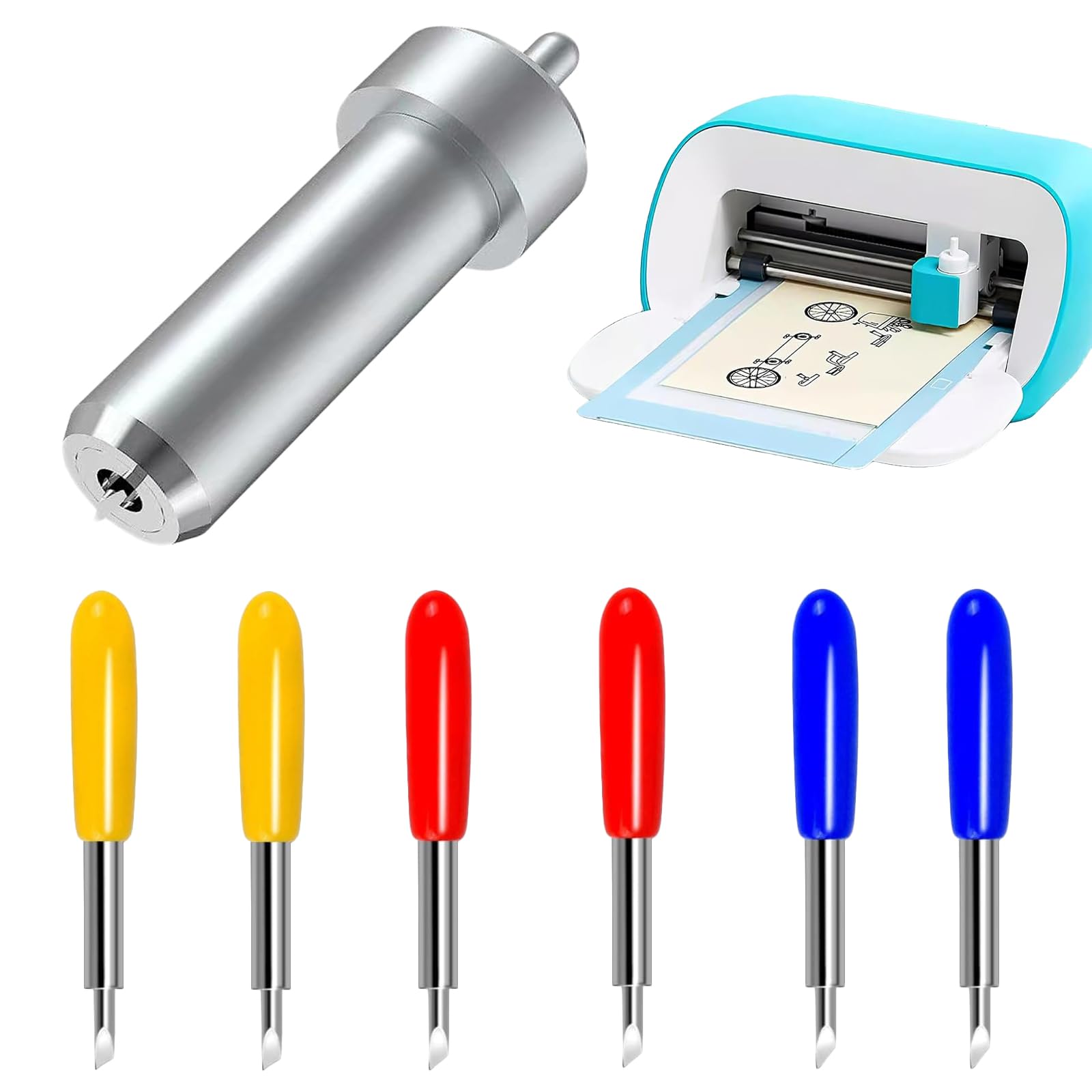 6 unidades de hoja de corte fino de acero de tungsteno con carcasa compatible con máquina de corte Cricut Joy, hoja de cuchillo premium con carcasa, cuchillas de plotter de corte, cuchillas de