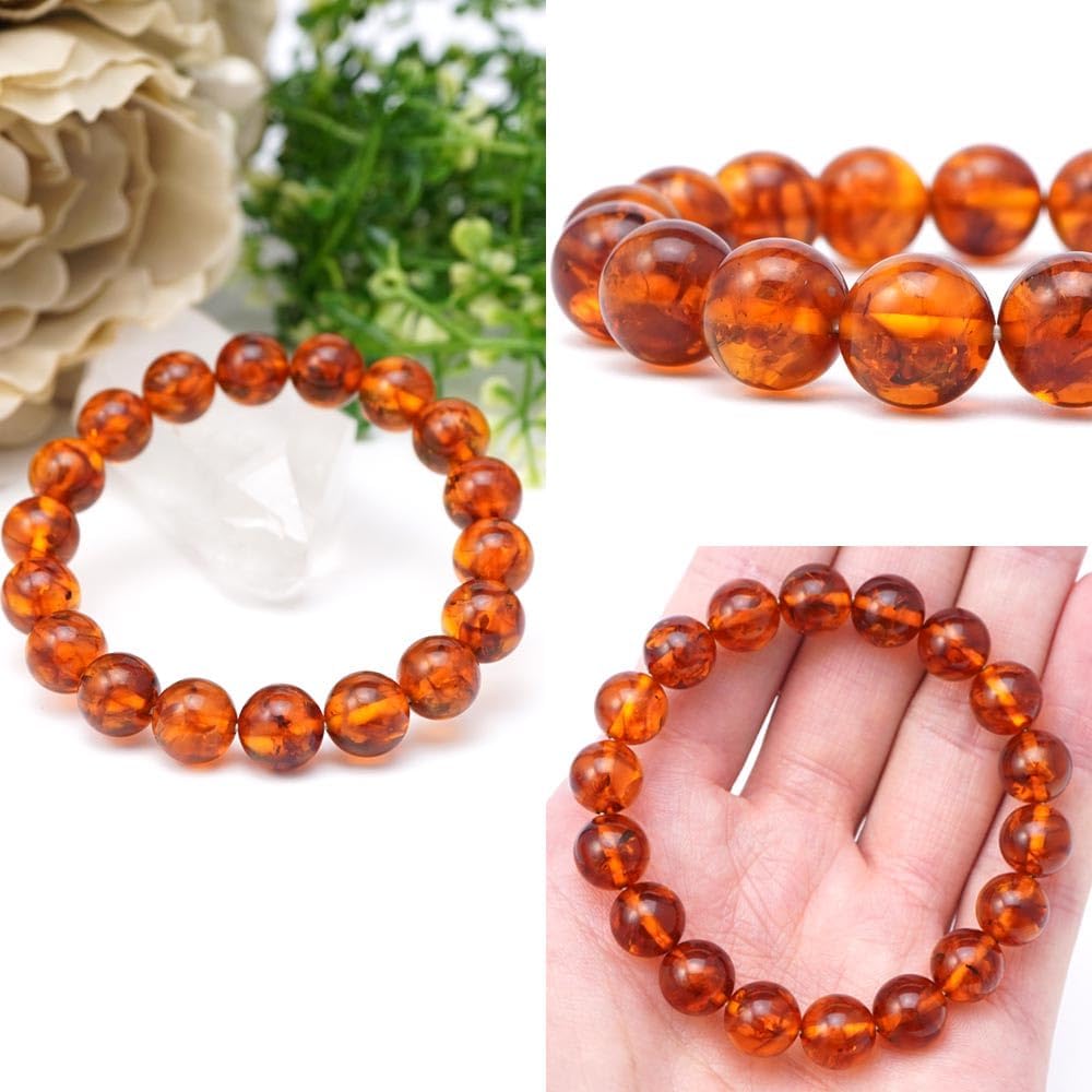 Amazon.co.jp: アンバー 10mm 丸玉 ブレス ブレスレット 内周 約18cm