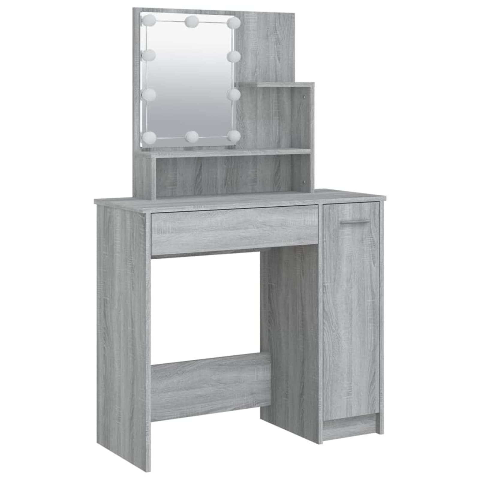 ZEYUAN Schminktisch-Set Schminken Tisch, Frisiertisch, Schminkkommode, Kosmetiktisch, Schmink Tisch, Make Up Tisch, Grau Sonoma Holzwerkstoff
