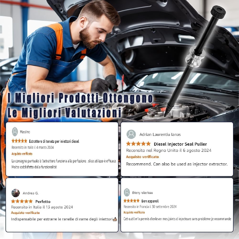 Estrattore rondelle iniettori Diesel, Estrattore di Tenuta per Iniettori Diesel, Strumento di Rimozione Dell'Estrattore di Guarnizioni Diesel, Estrattore per Anello di Tenuta Dell'Iniettore