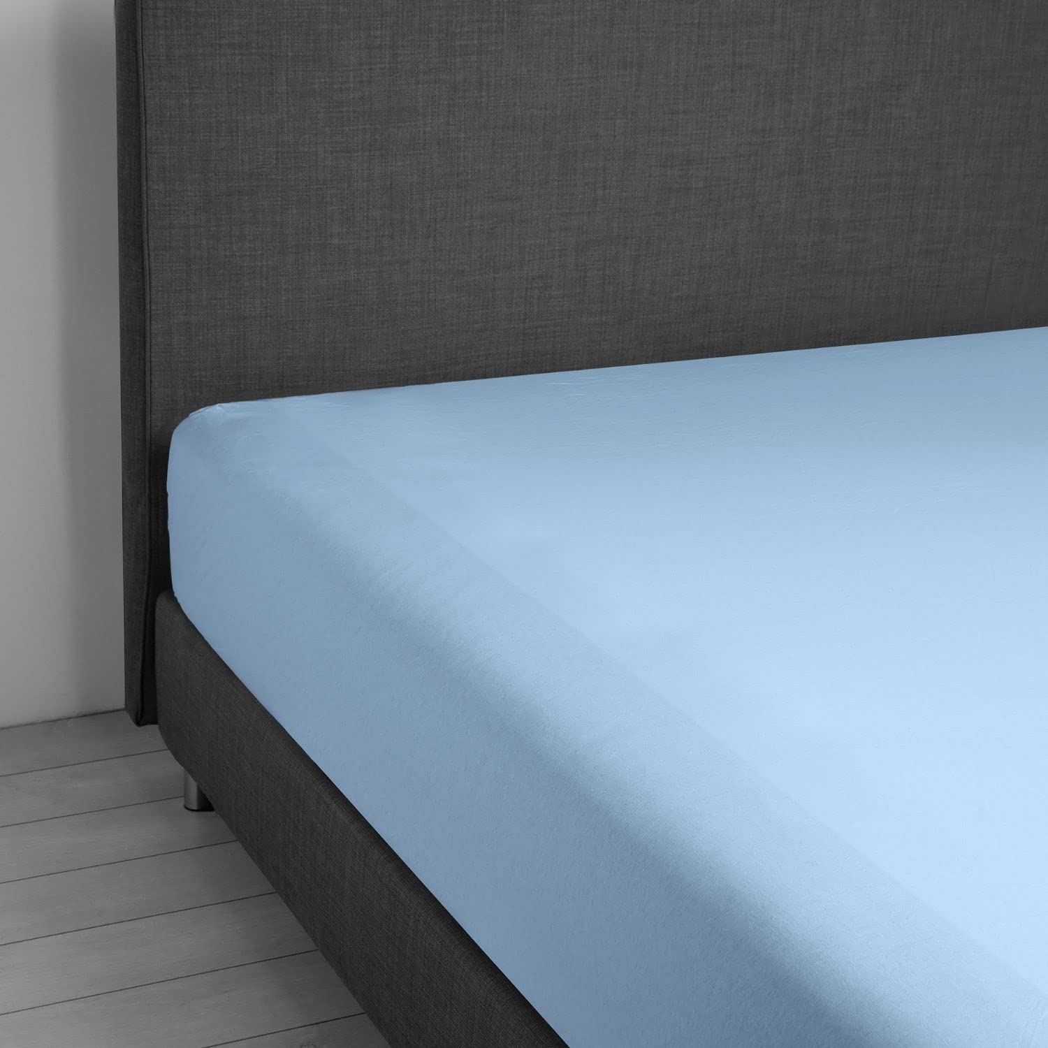 DaunenStep Lenzuolo con gli angoli elastici - Vivacolor | Celeste | 170-200 x 200 cm - matrimoniale