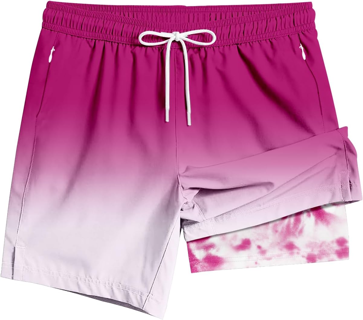 TENGINE Men's Swim Trunk 5" with Compression Liner 5 Inch Quick Dry Board Shorts Zipper Pocket