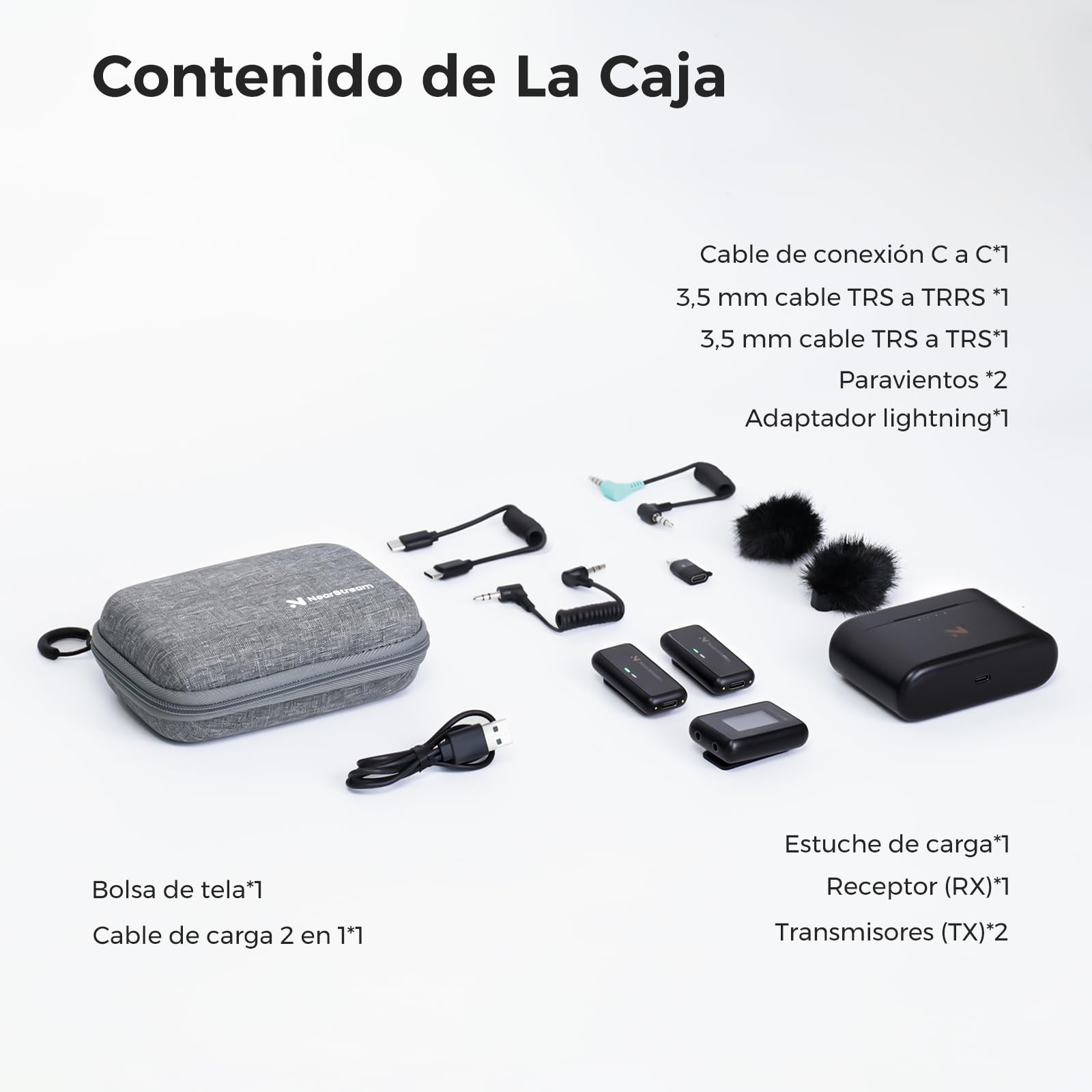 NearStream Micrófono Inalámbrico Profesional Omnidireccional para PC/iPhone/Android/Cámara,Microfono Inalambrico Solapa con Modo Silencio & Modo de Reducción de Ruido,Transmisión de Distancia 200m