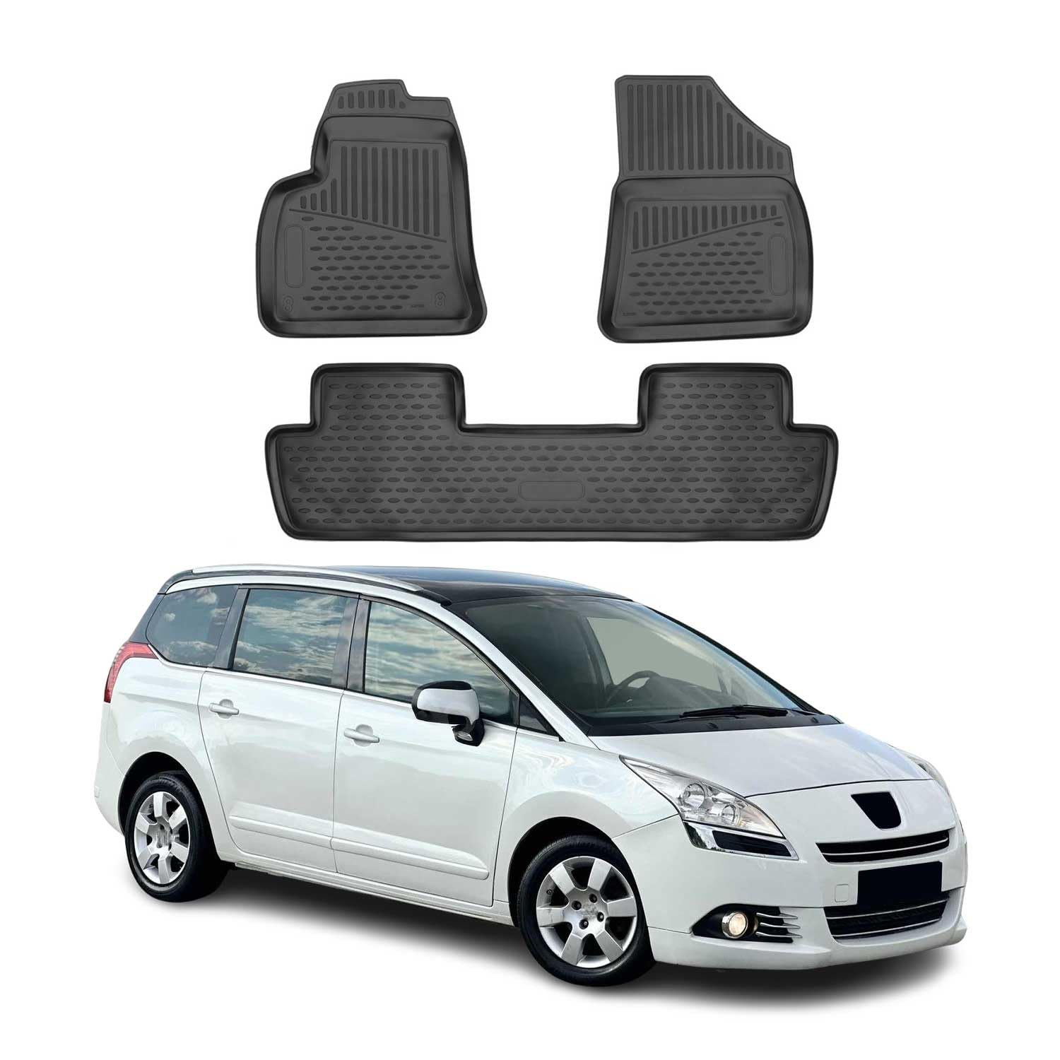 OMAC Fußmatten für Peugeot 5008 MK1 2009-2017 TPE 4X Schwarz