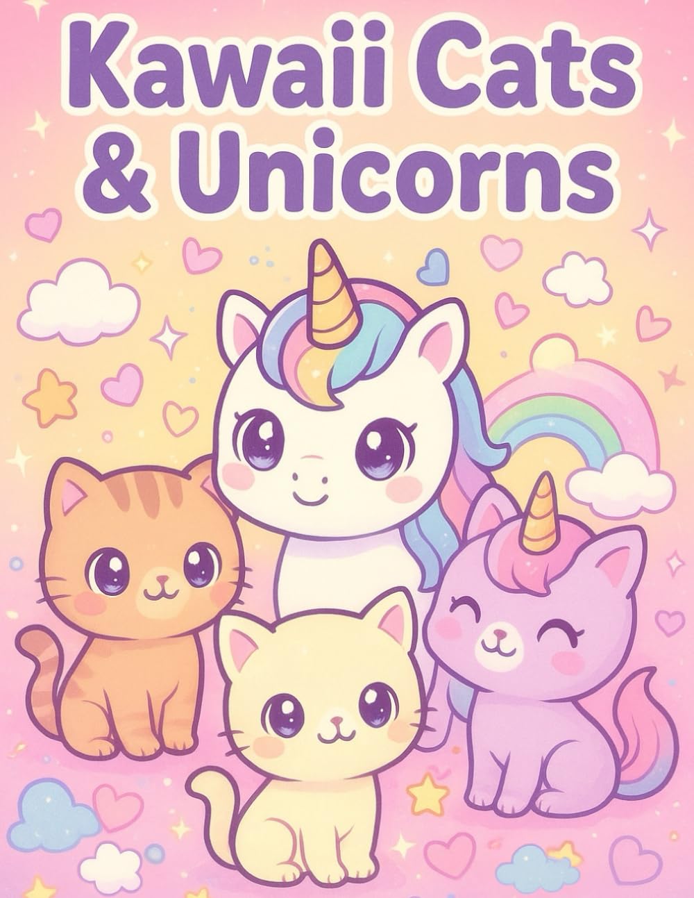 Kawaii Cats and Unicorns Coloring Book for Kids Ages 4-8: 50 Cute Coloring Pages, Mazes, Puzzles, and Fun Activities for Creative Kids
