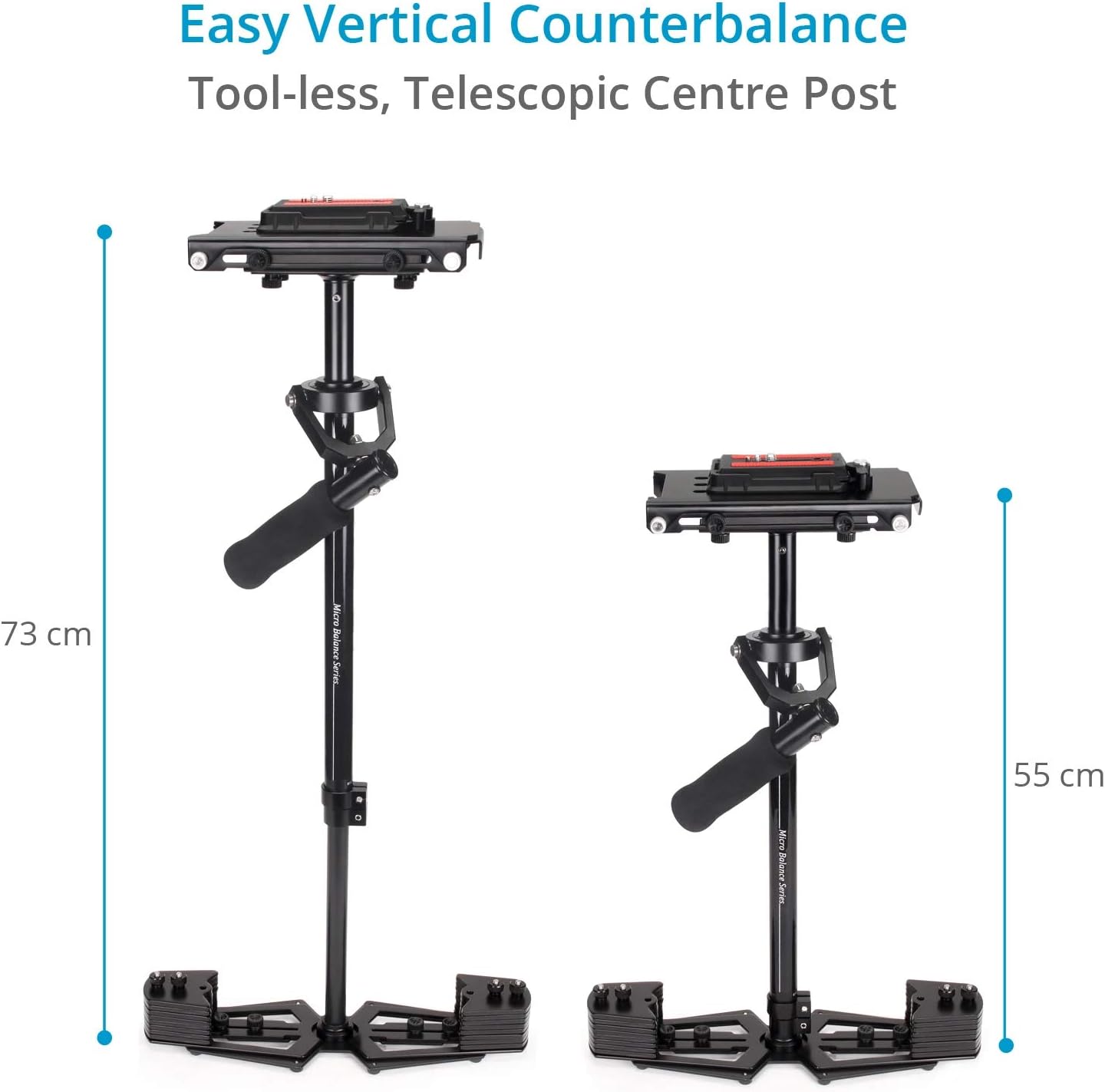 FLYCAM HD-5000 Telescopic Handheld Stabilizer for Video Cameras. Micro Balancing, Smooth Operations w 3-Axis Gimbal Handle, Expendable Base. Free Quick Release Plate & Table Clamp + Bag (FLCM-HD5-QT) : Electronics