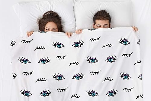 Miniatura 3 de HGOD DESIGNS Manta de tiro de ojos Wink, patrón sin costuras dibujado a mano con ojos abiertos y guiñadores y pestañas aisladas en blanco suave