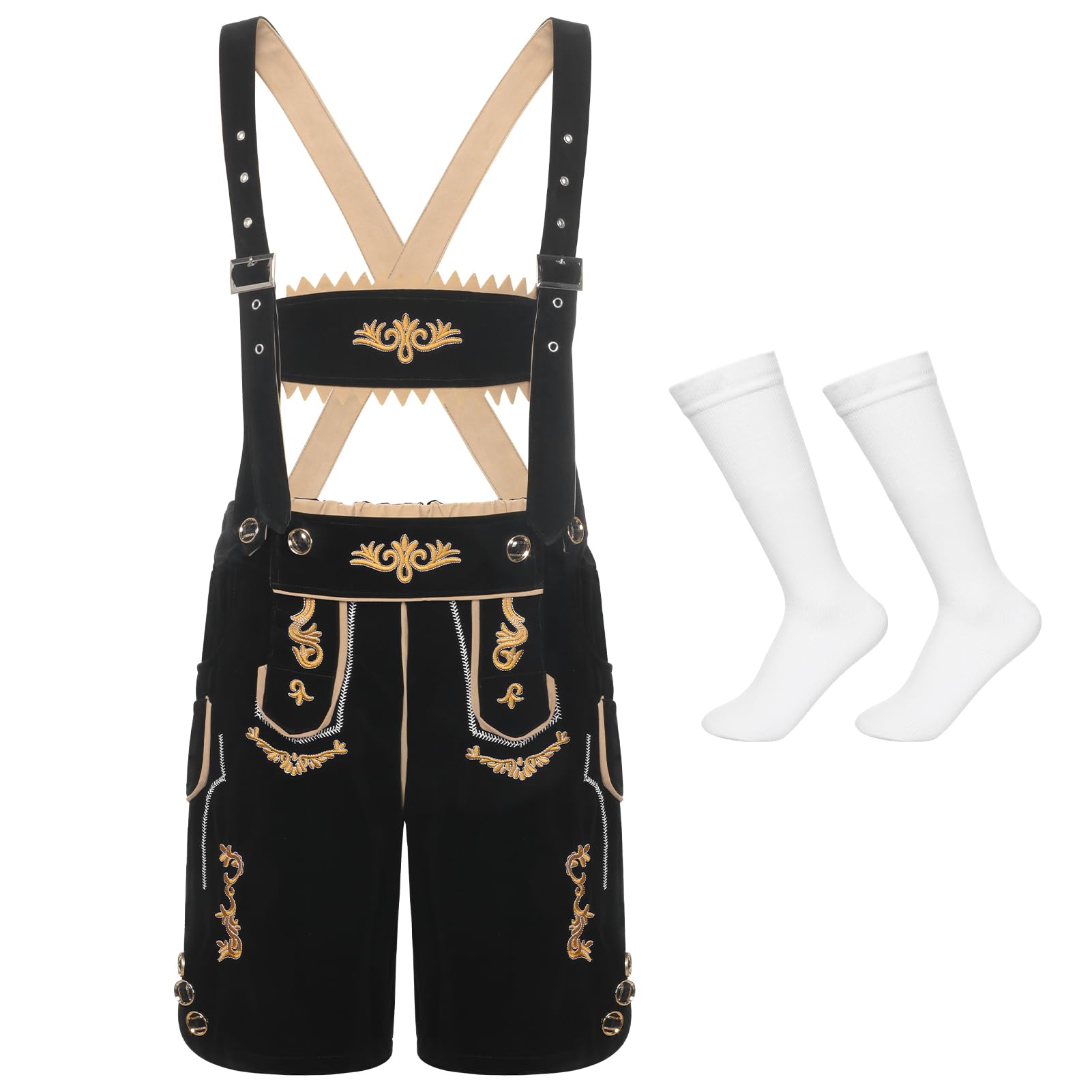 Lederhose Herren Tracht Oktoberfest Trachtenhose Trachtenlederhosen Kurz Bayrische Lederhosen Männer für Oktoberfes Mann