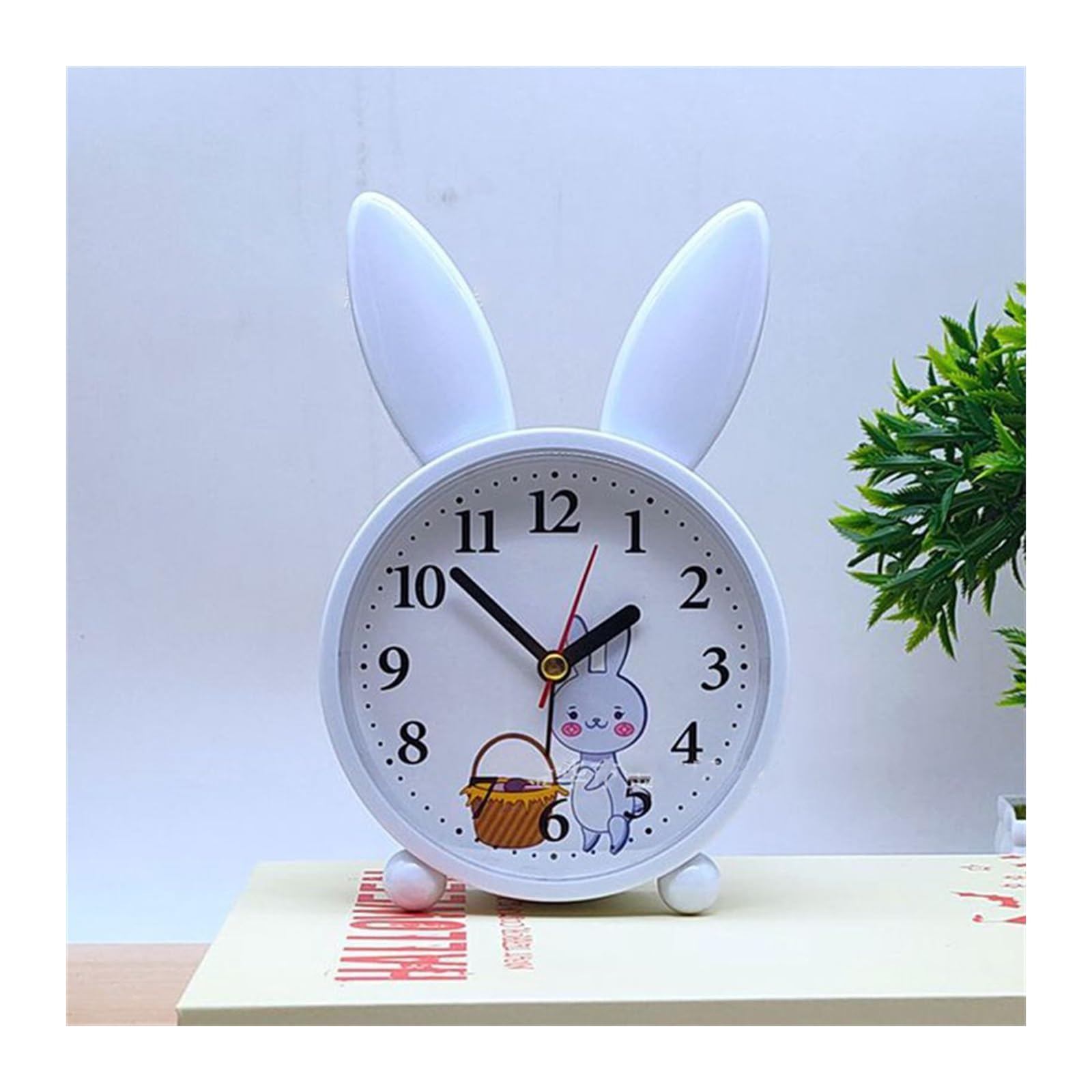 G5z9w3c7m2 White Loud Alarm Clocks Cartoon Rabbit Alarm Clock Bedroom Bedside Decoration Simple Mute Small Student(White)