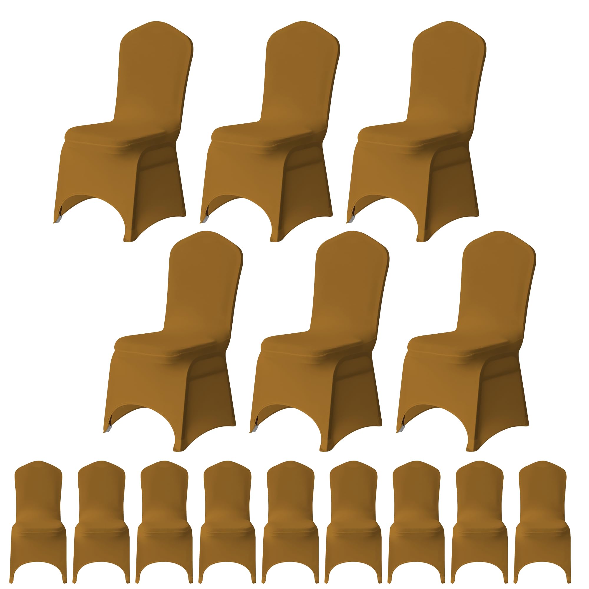 WedDecor Universal Wedding Chair Covers, 50Pcs Gold Spandex Stretch Dining Chair Slipcovers, Washable Banquet Chair Covers for Parties, Events & Celebrations
