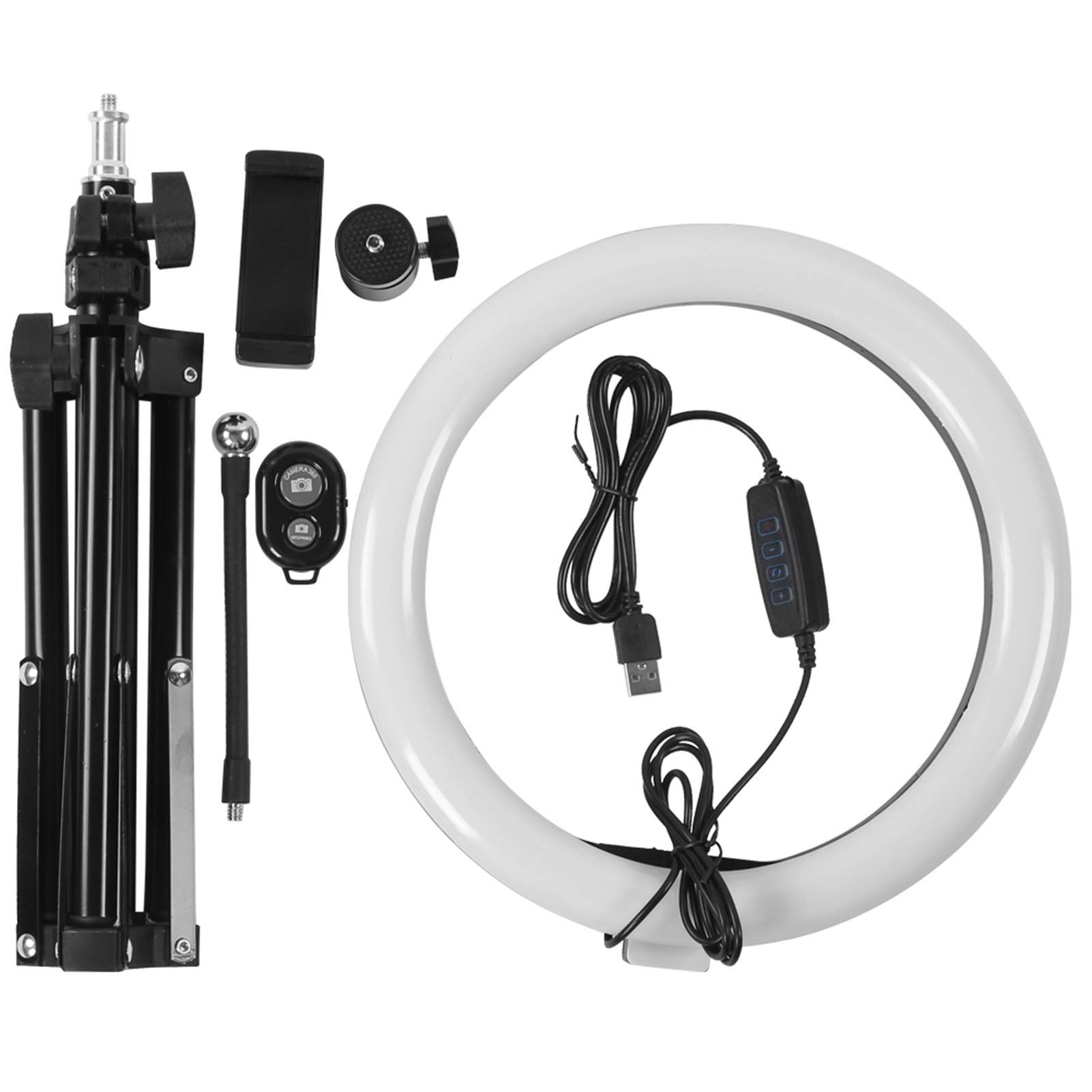 Qiilu Luce ad Anello a LED, Luce ad Anello a LED dimmerabile da 10 '' Luce di riempimento con treppiedi per Studio Video di Trucco