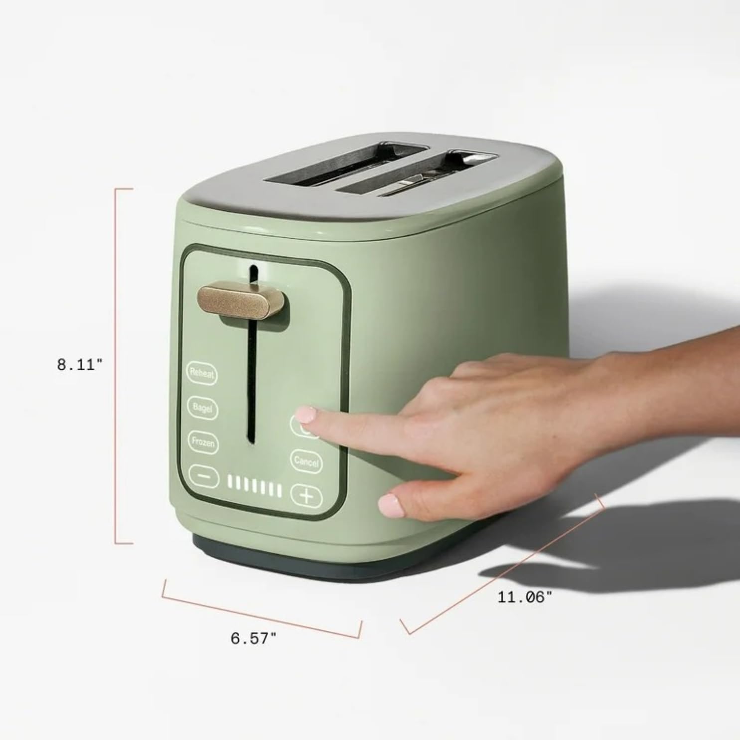 2 Slice Toaster, Touch-Activated Display, Extra Wide Slots, Bagel Function, Stainless Steel Kitchen (Sage Green)