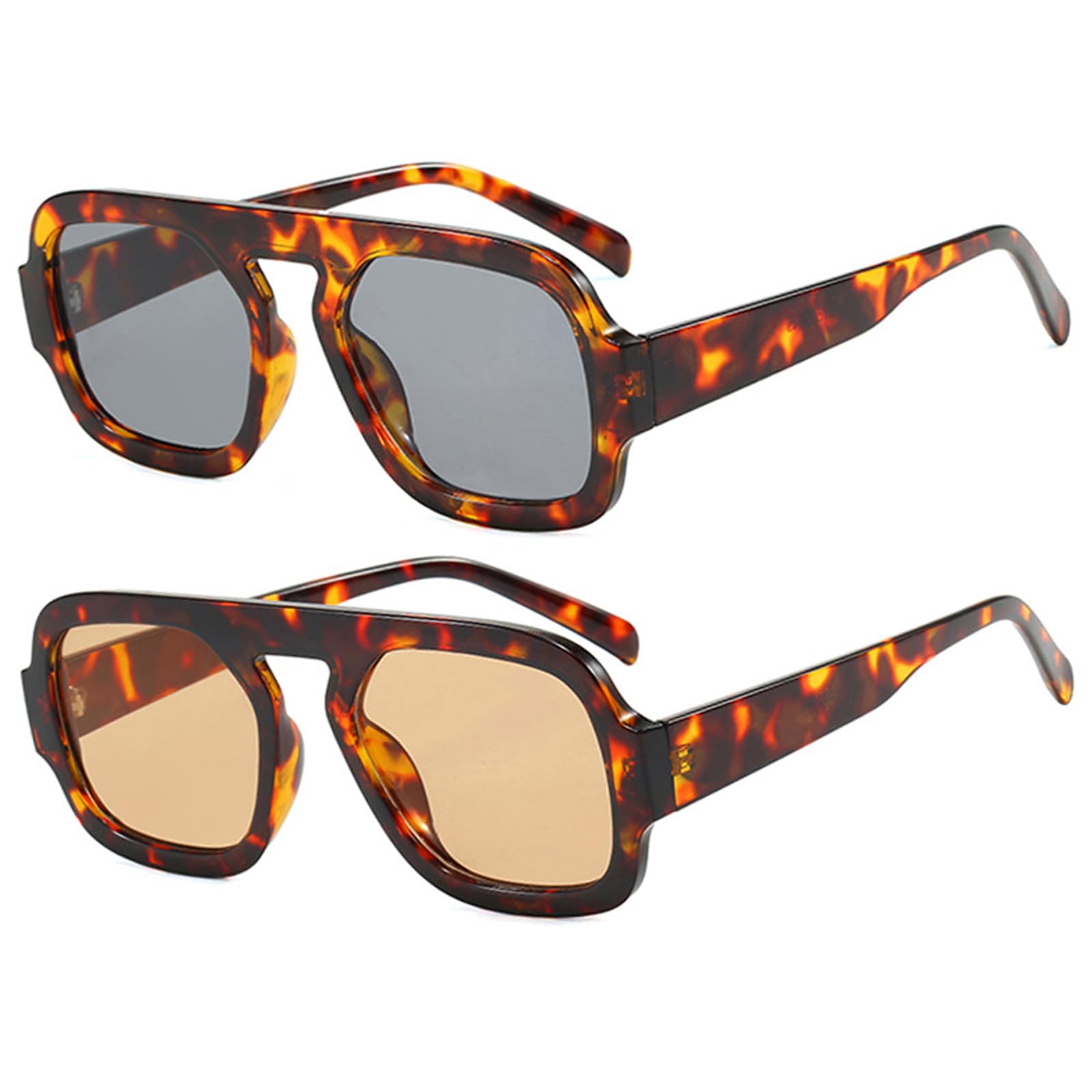 Occhiali da sole da aviatore esagonali alla moda per donne e uomini anni '70 retrò quadrato piatto top geometrico occhiali da sole sfumature