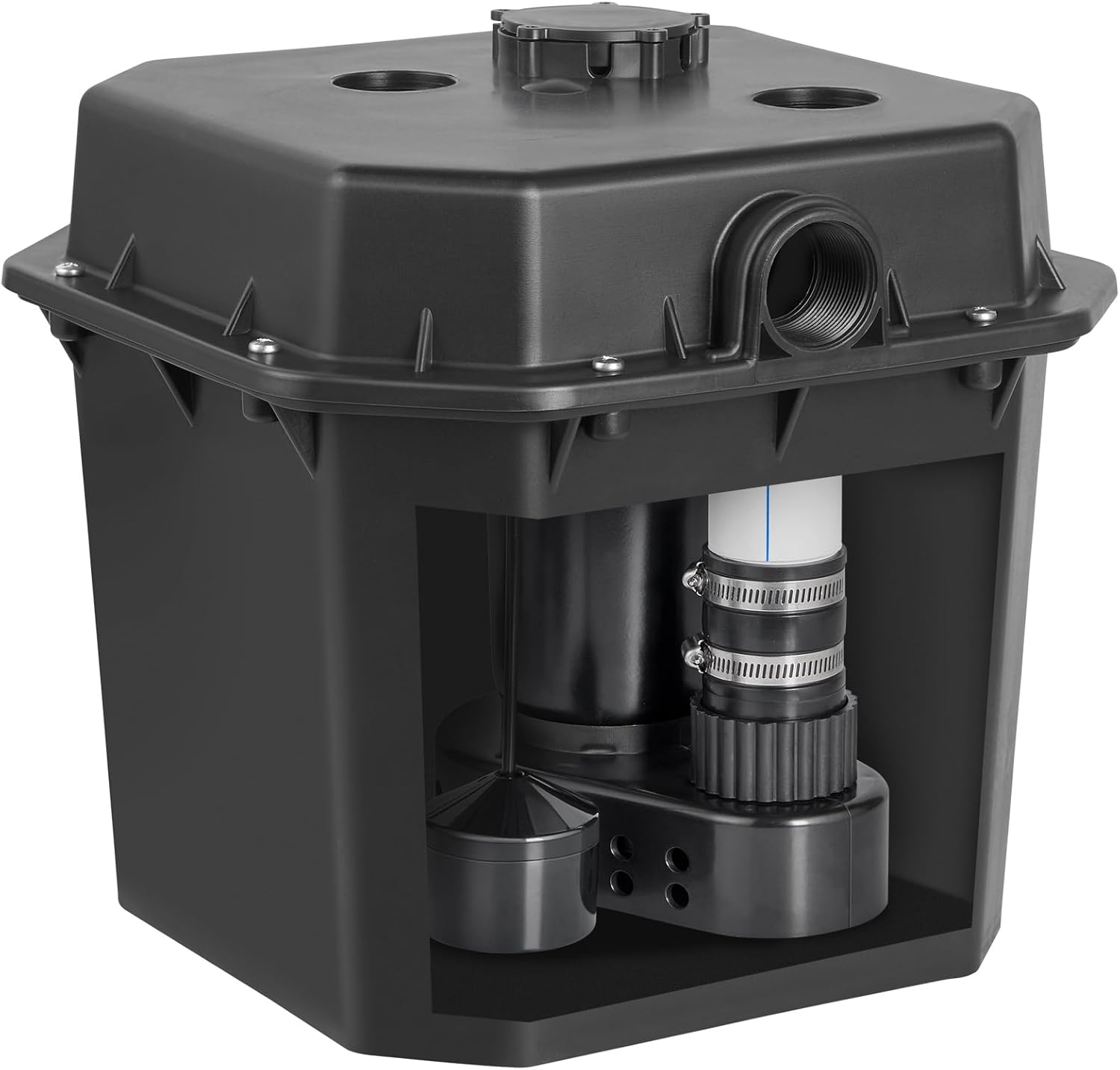 VEVOR Utility Sink Pump, 1/2 HP, 120-Volt, 3500 GPH Flow, 28 ft Head, Under-Sink Sump Pump System with 6 Gallon Basin, Automatic Utility/Laundry Sink Pump, Drain Pump with 1-1/2" NPT Outlet, Black 1/2 HP Kit