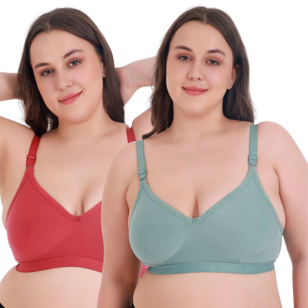 aimly Women's Cotton Polyester Non Padded Seamless Plus Size T-Shirt Adjustable Bra | Full Coverage Wire-Free Regular Bra | Plus Size-picture-9