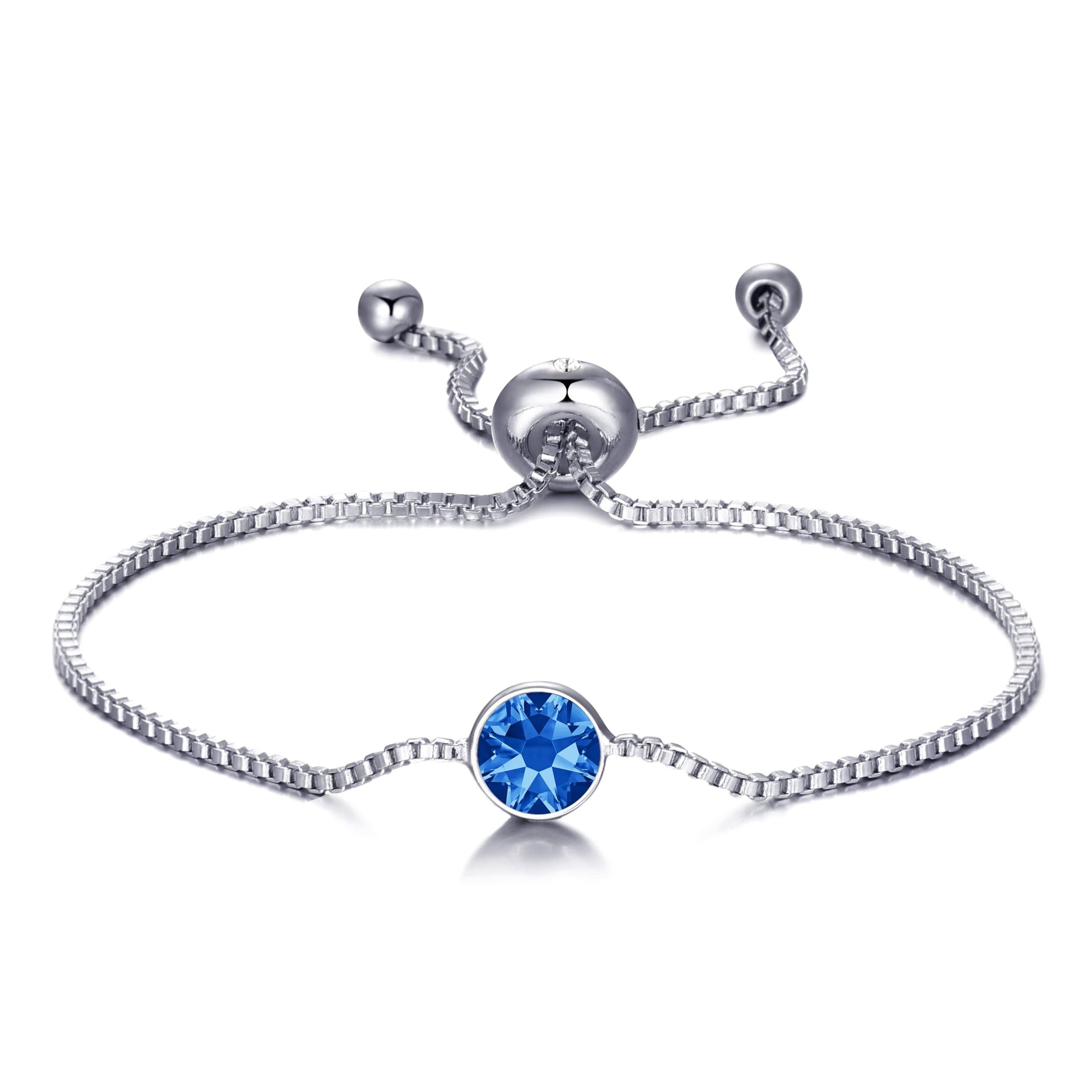 Image secondaire de Philip Jones Bracelet de pierre de naissance de septembre (saphir) créé avec des cristaux de Zircondia®