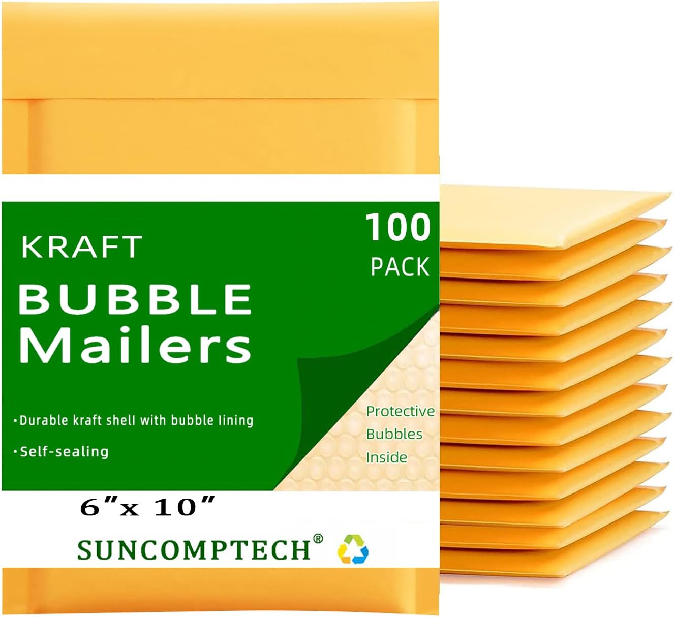 Thick Kraft Bubble Mailers, Self-Sealing Padded Envelopes, Cushioned Shipping bags (200, 4" x 6")