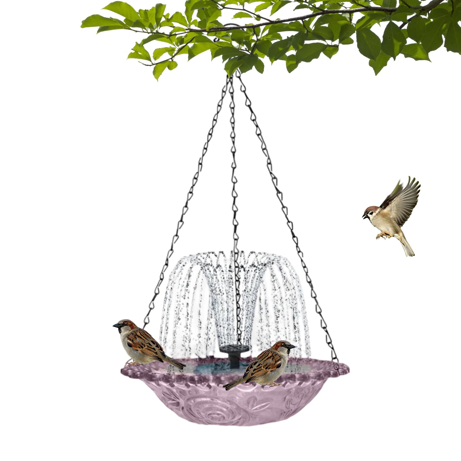 Baño solar para pájaros Bebedero Colgante con Ducha | Fuente Solar con Bomba de Agua para Aves para Jardín, Patio, Colibrí, Exterior, Balcón