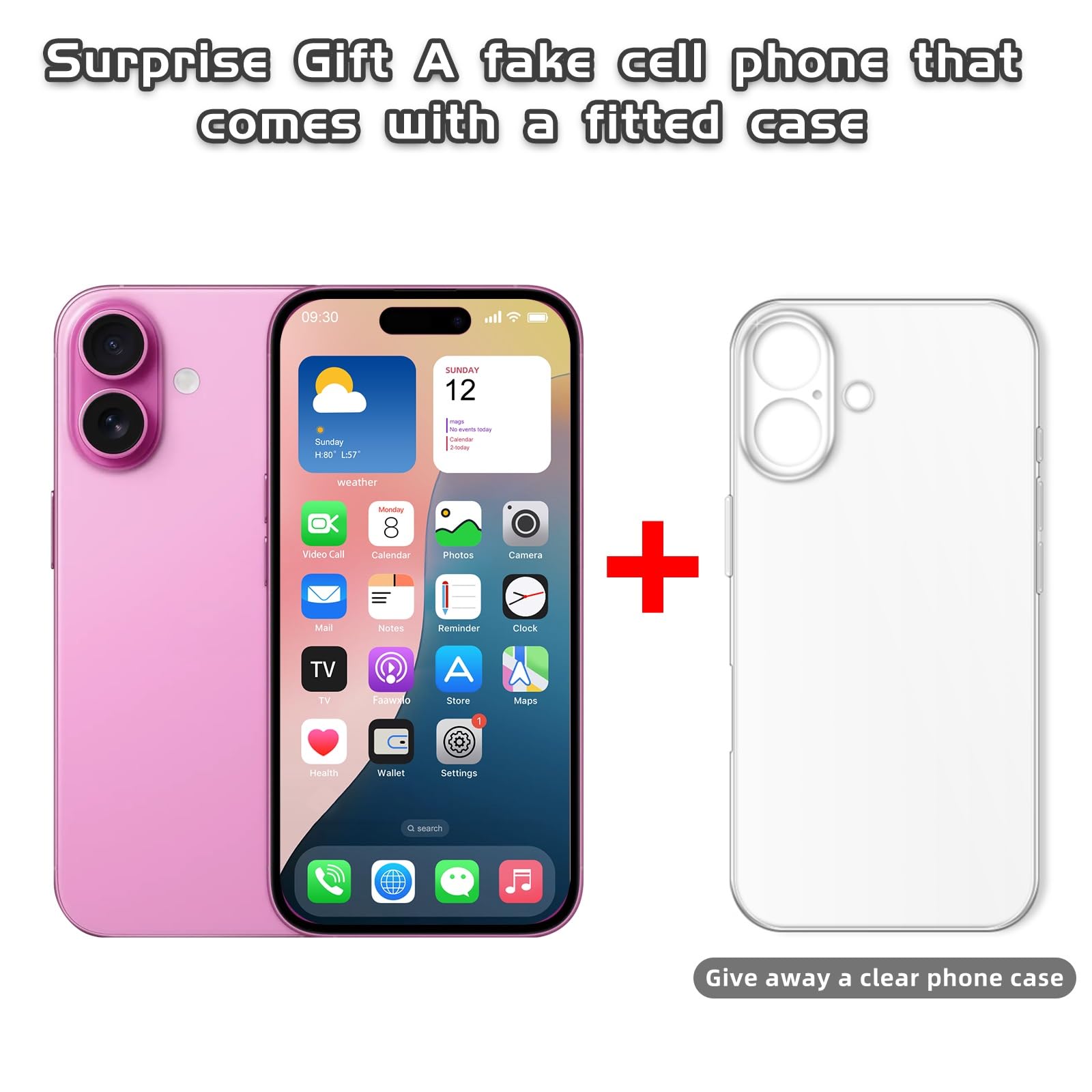 Modelo de teléfono falso falso, parece el RealPhone compatible con Phone 16 Pro Max, para exhibición de tienda de teléfonos celulares o enviar un teléfono de juguete para niños (16, rosa, la pantalla 4
