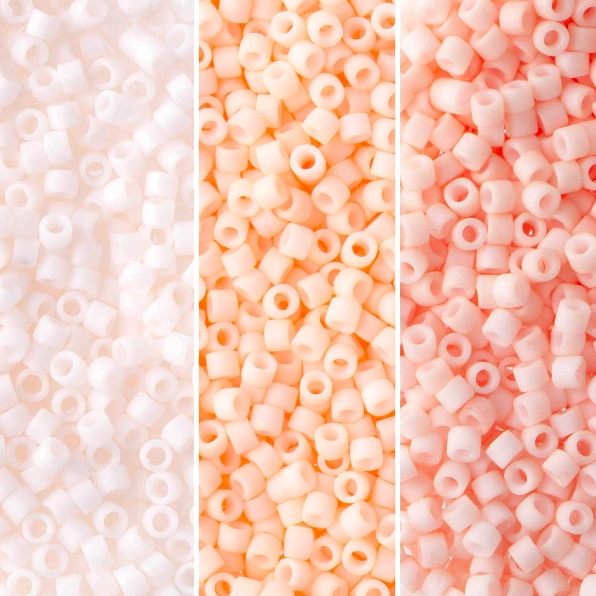 Miyuki Delica Seed Beads Bundle: Size 11/0, Peach Matte Opaque Palette Collection DB1510, DB1512, DB1513 - 3 Tubes of 7.2 Grams ea