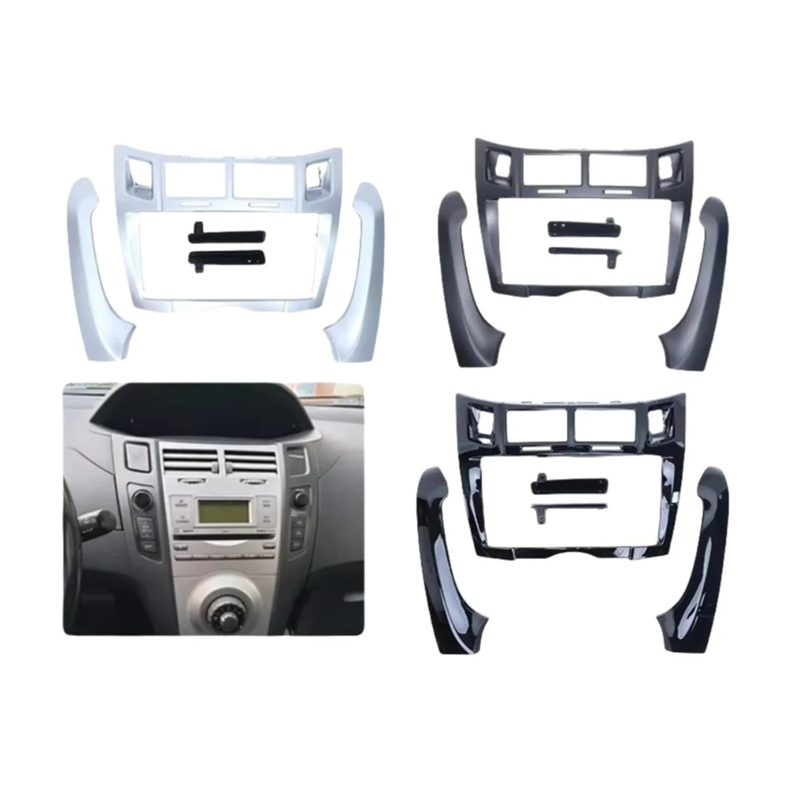 Fascia Marco 9 Pulgadas 2Din Coche DVD CD Panel Salpicadero Radio Estéreo Marco Adaptador Kit para Toyota para Yaris para VITZ para Platz 2005-2011 Juego Panel Radio