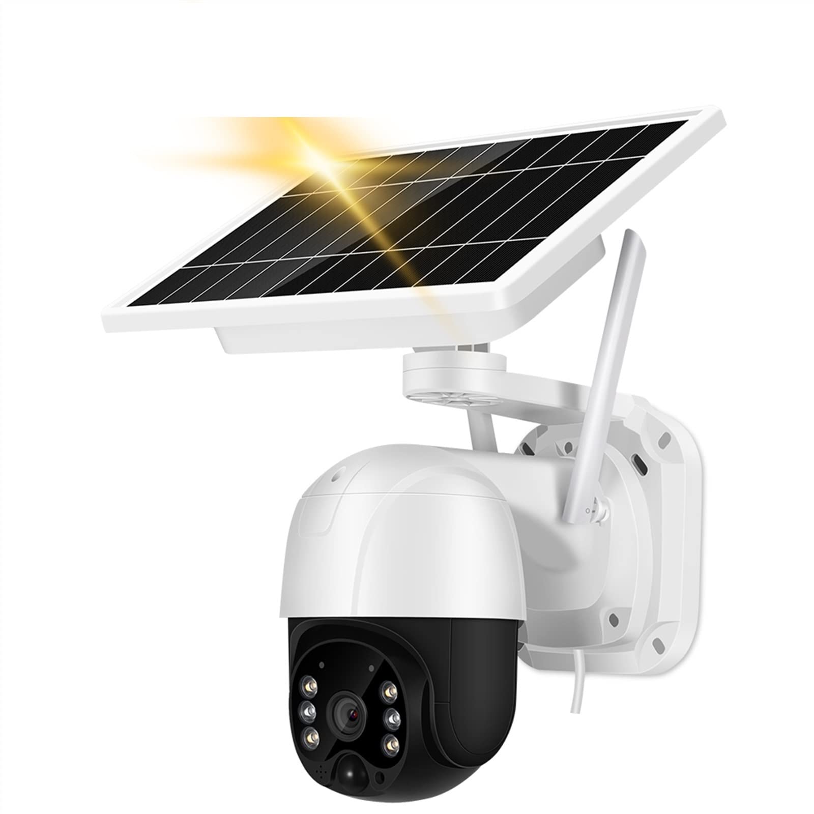 Caméra de sécurité, 3MP Caméra Solaire Extérieure PIR Détection Humaine PTZ sans Fil 30M Couleur Vision Nocturne Audio 2 Voies IP de Sécurité À Domicile(3MP Add 128G Card)