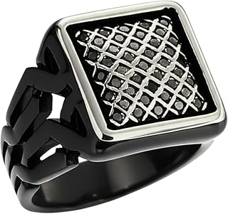 THE MEN THING Royal Series - NYXGRID RING - Pure Stainless Steel Men’s Black-Steel-Plated Ring – Statement Luxury Jewelry... Price In India