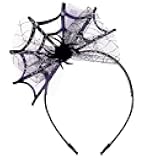 Halloween Spider Headband Spiderweb Hair Hoops Halloween Party Cosplay Masquerade Costume Hair Accessories Horror Spider Web Hairbands with Purple Mesh Design for Women Party Favor Dressing Up 1 Pack