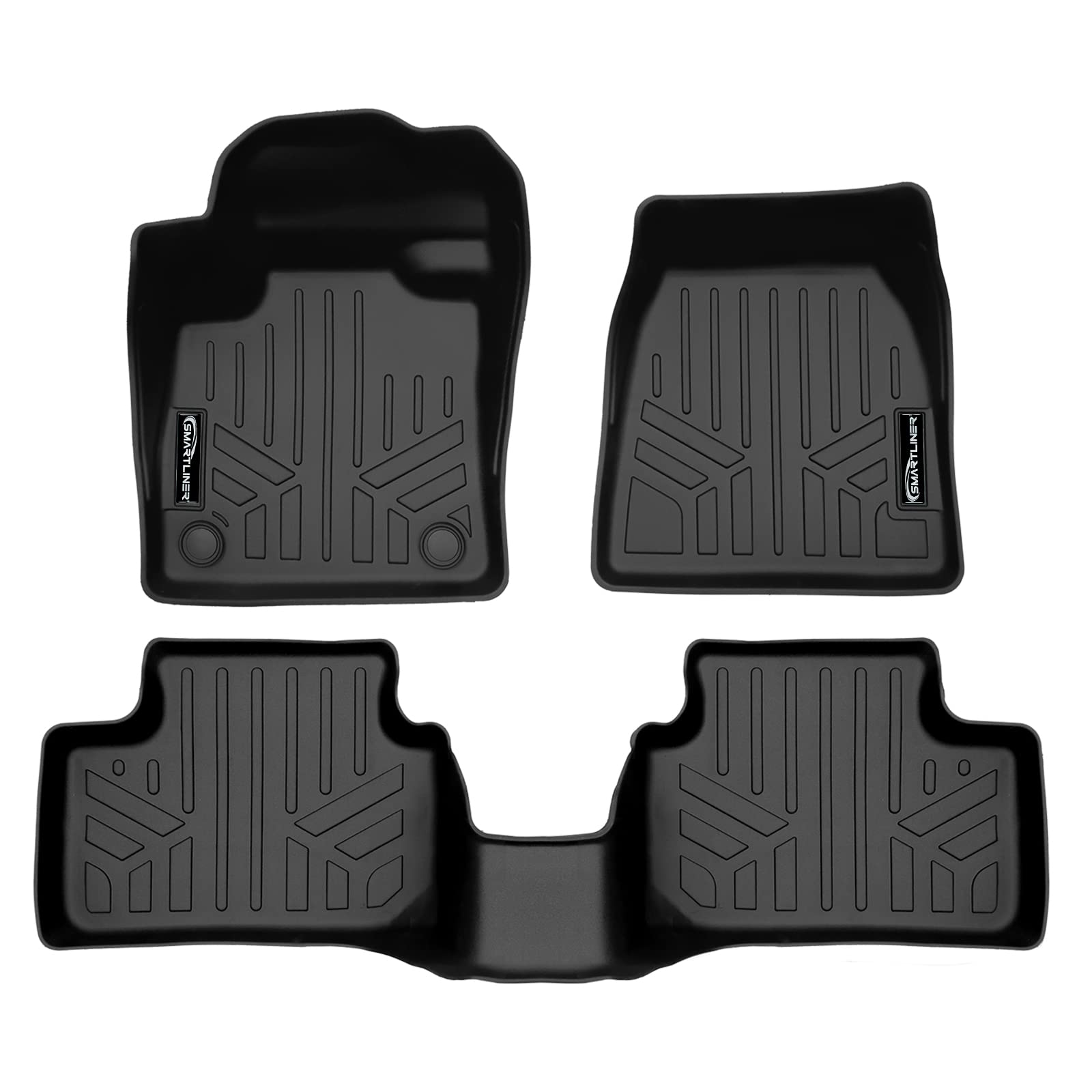 SMARTLINER Custom Fit All Weather 2 Row Black Floor Mat Liner Set Compatible with 2021-2023 Volvo XC40 Recharge