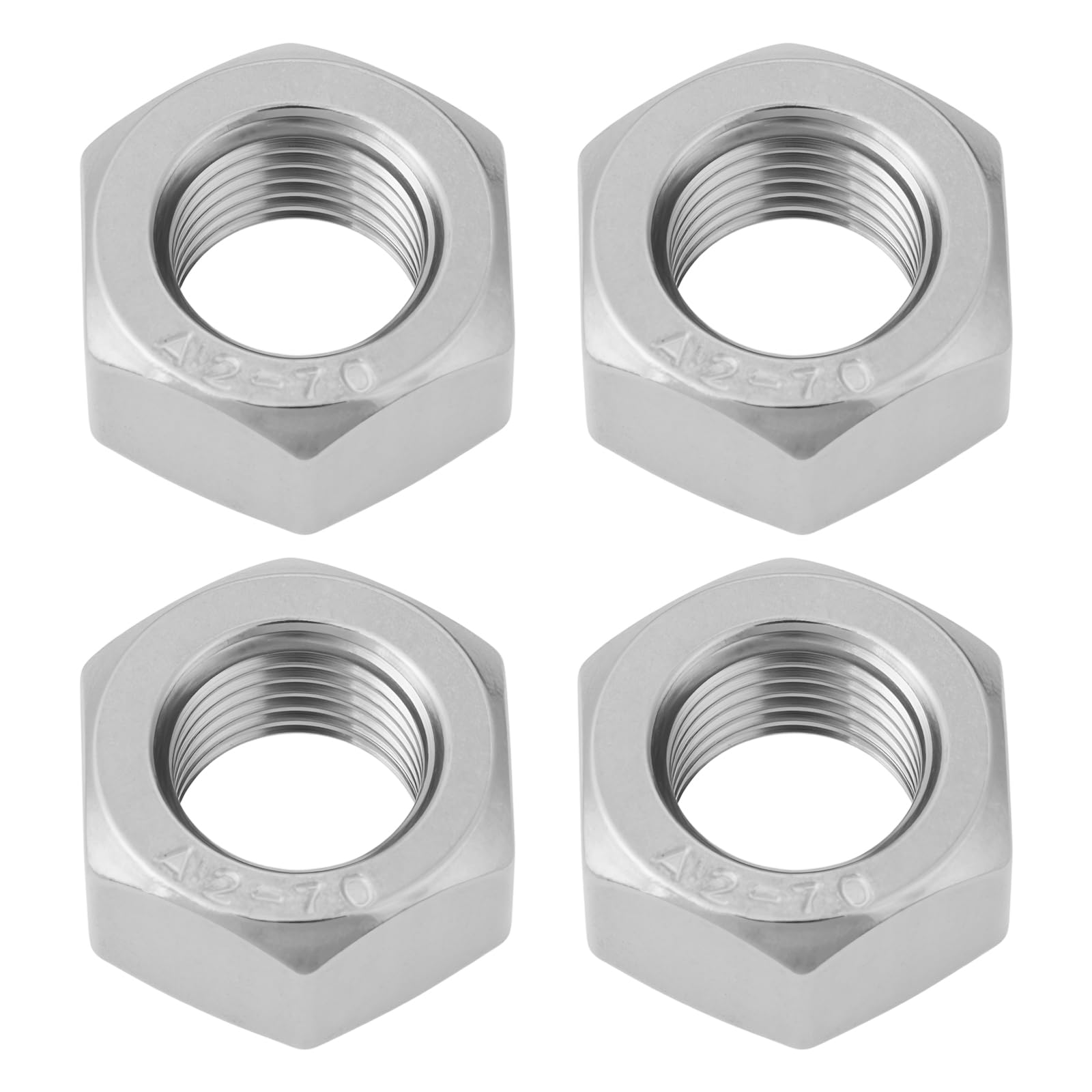YINETTECH 4PCS M12 x 1.25 Stainless Steel Full Nuts Right Hand Thread Compatible with Machinery and Equipment Connections
