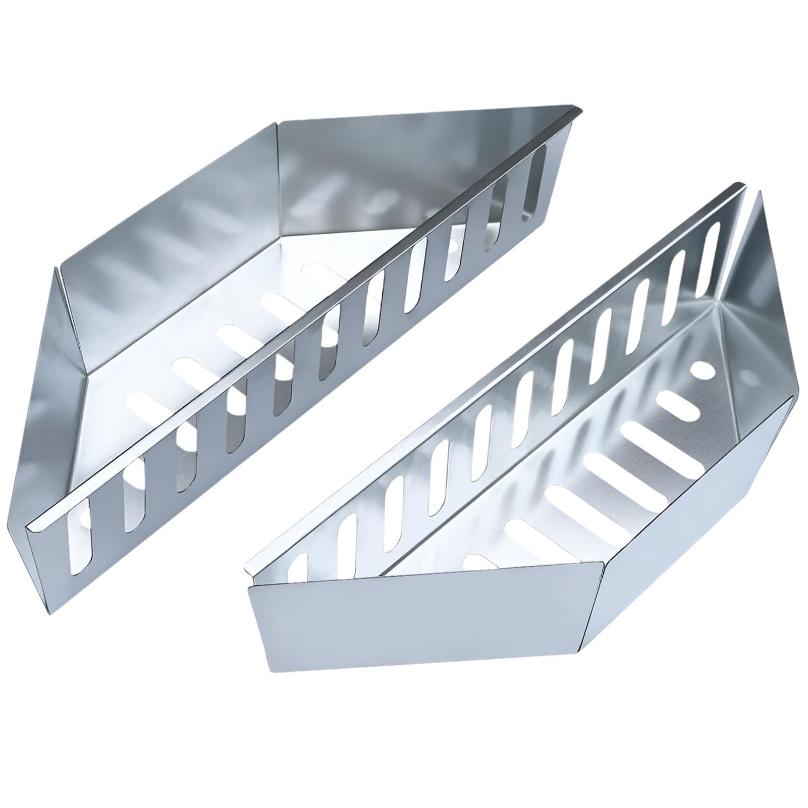 Set di 2 cestini a carbonella per il calore diretto e indiretto, per barbecue a carbonella da 47, 57 e 67 cm, 38,5 x 11 x 7,5 cm, in acciaio inox