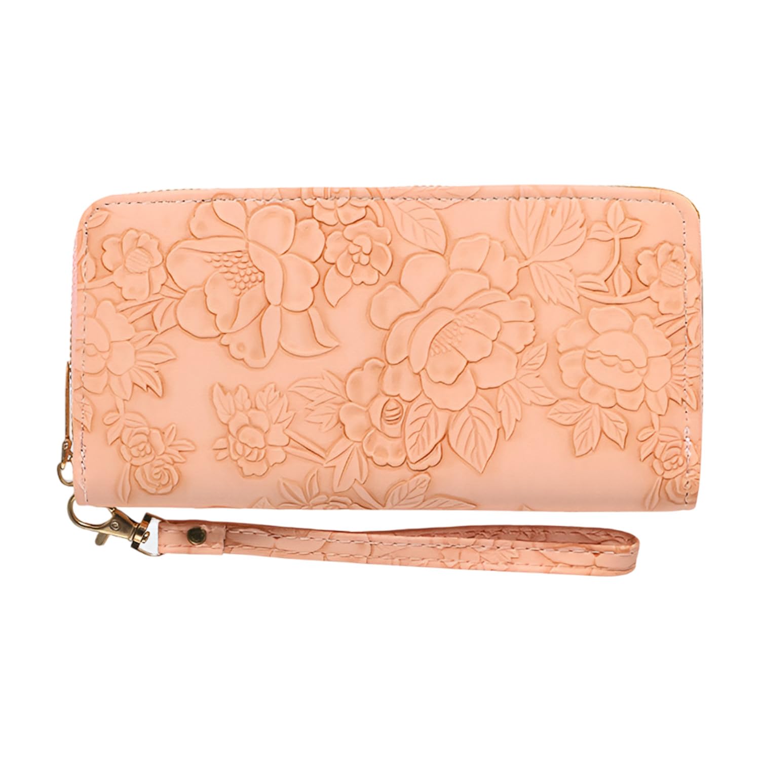 Women's PVC Material, Zip-Around Wallet with Flower Pattern, Card and Coin Holder(Pink)-image-16