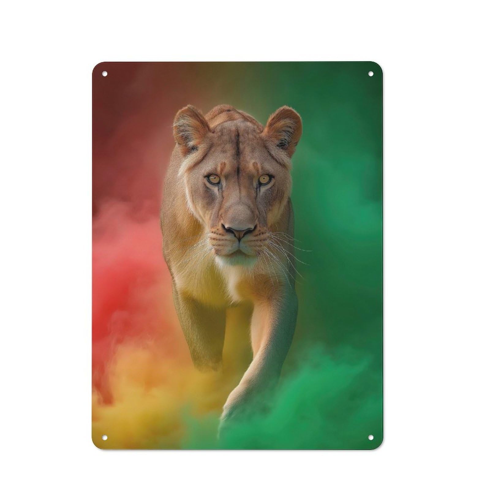 Junmoney Rasta Lioness Rustic Tin Wall Plaque 40X30cm For Garage Or Workshop, For Home Interiors, Feature Walls And Decorative Displays