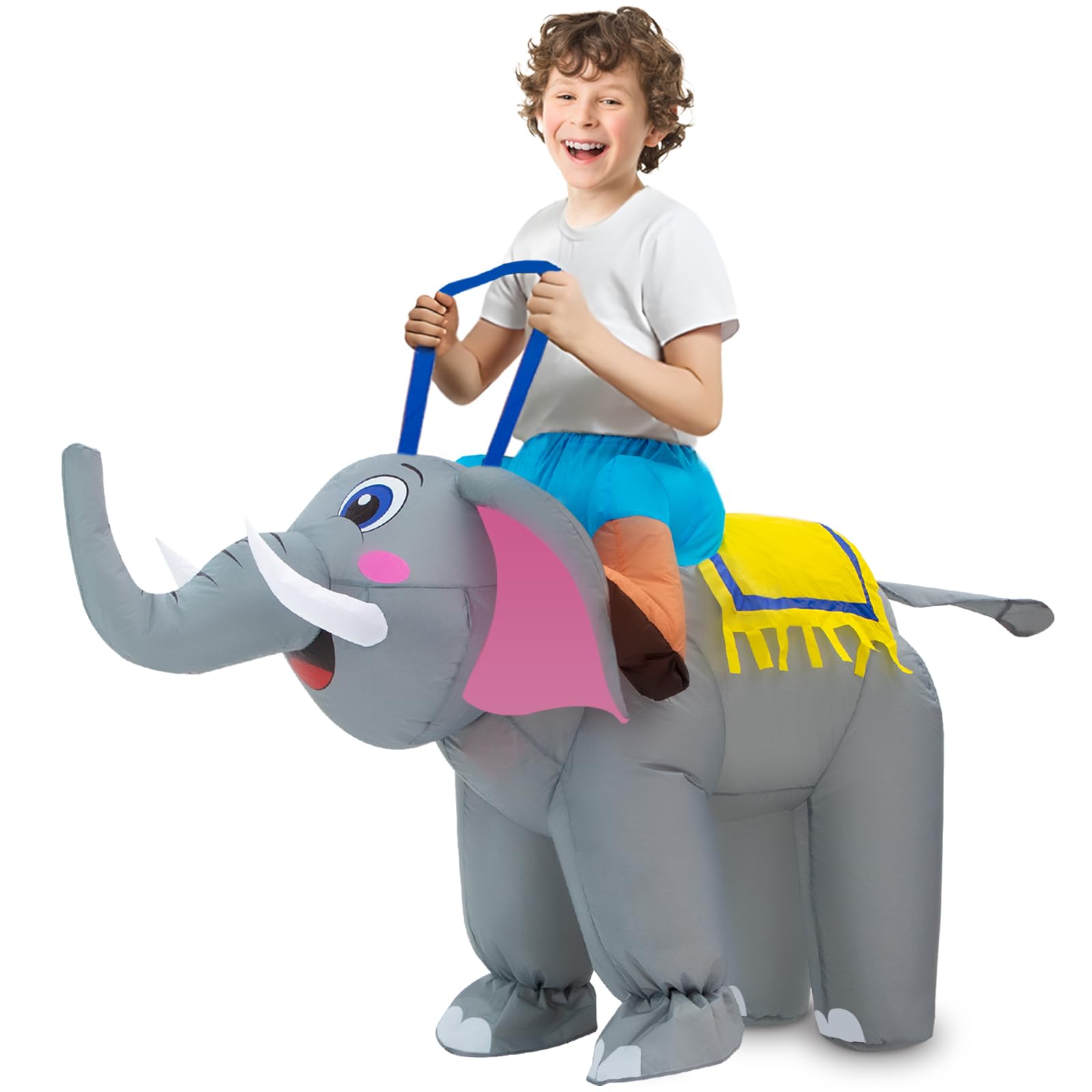 anroogInflatable Costume Kids Elephant Costume Halloween Blow Up Ride on Elephant Costumes Animals Suit for Boys Girls Funny Cosplay Party