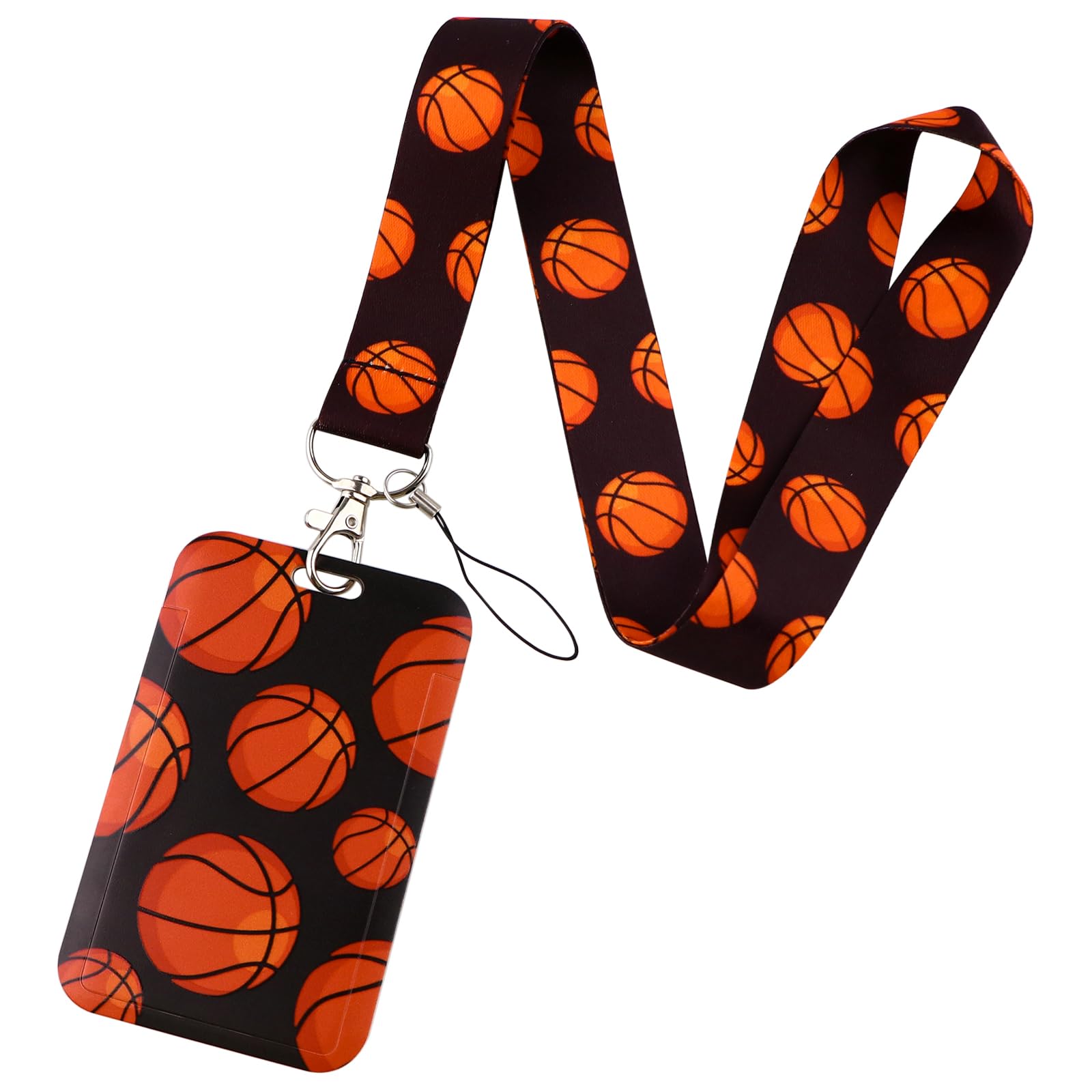 BKBKAAK Basketball Lanyards with ID Badges Sports Neck Lanyard ID Holder Student School Teacher Keychain Lanyard for Keys Boys Girls