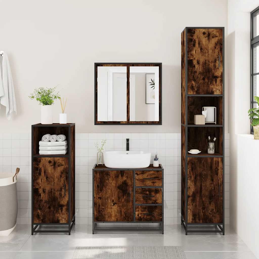 vidaXL Mueble de baño para Lavabo Roble Ahumado 65x33x60 cm, Armario de Lavabo de baño, Mueble de Lavabo de baño, Mueble de Lavabo, Mueble de baño