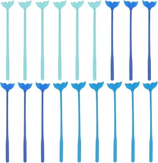 Sewroro Whale Tail Stirring Sticks, 18 Pcs Plastic Coffee and Cocktail Drink Stirrers, Reusable Blue Swizzle Sticks for Hawaii Parties, Barbecue, Pool, Restaurant, 7. 87 in